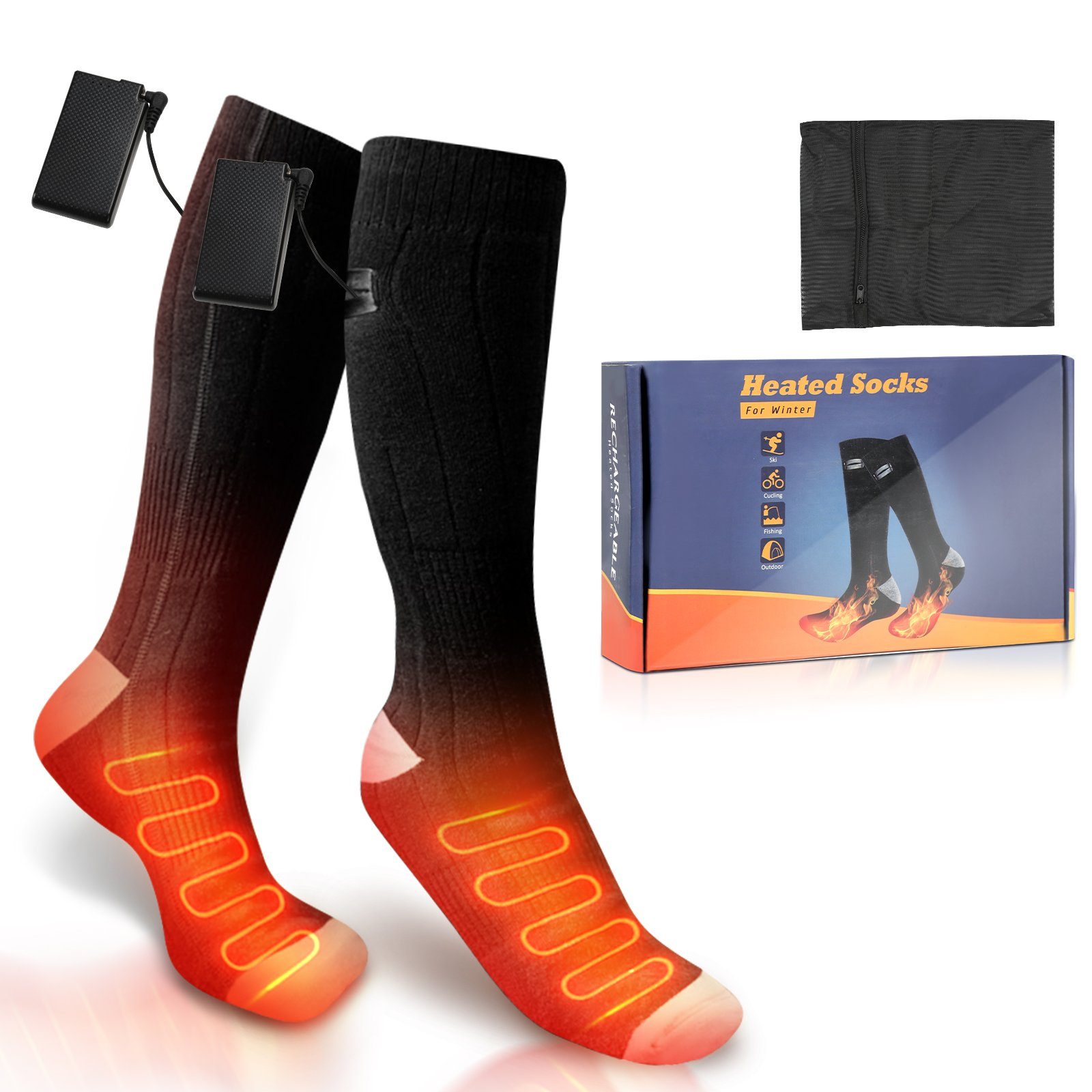 Gimisgu Einlegesohlen Beheizbare Socken Sportsocken Camping Beheizter 4200mAh Heizsocke Feet