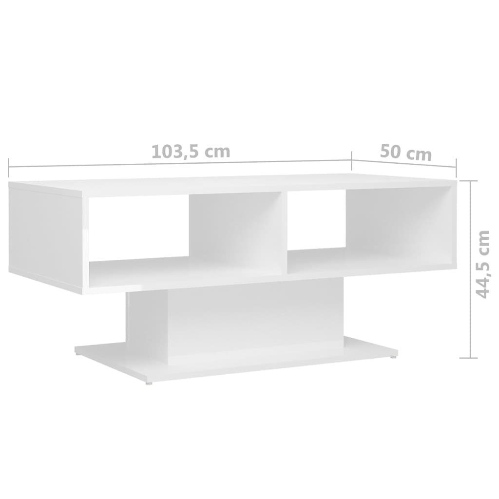 Holzwerkstoff vidaXL Hochglanz-Weiß Couchtisch Couchtisch Hochglanz-Weiß | Hochglanz-Weiß (1-St) 103,5x50x44,5 cm