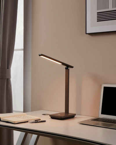 EGLO Tischleuchte INIESTA, USB-Anschluss mit Ladefunktion, LED fest integriert, warmweiß - kaltweiß, Tischlampe touch dimmbar, USB Ladefunktion, Cappuccino und Schwarz