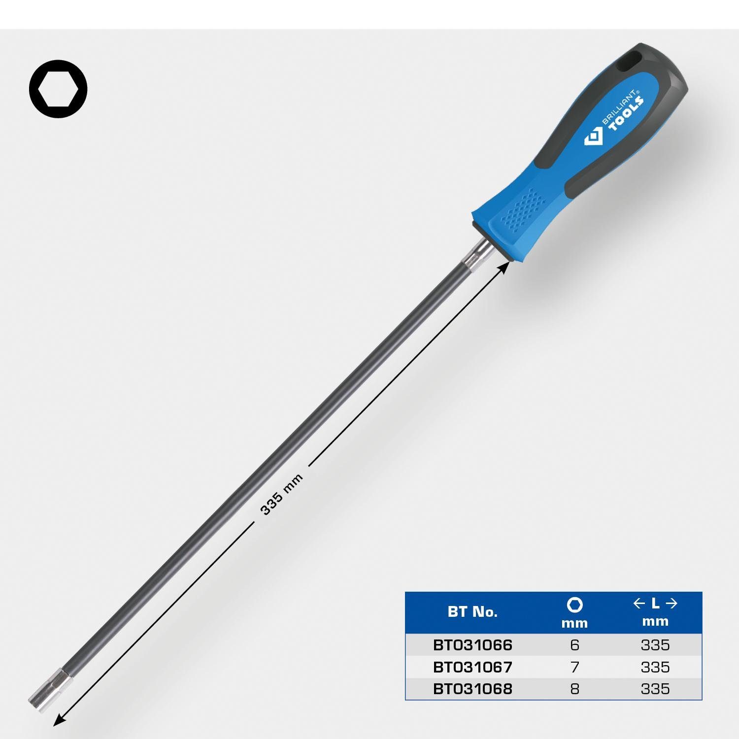 335 mm, flexibel Brilliant Tools x 7,0 Bit-Schraubendreher Stecknuss-Schraubendreher