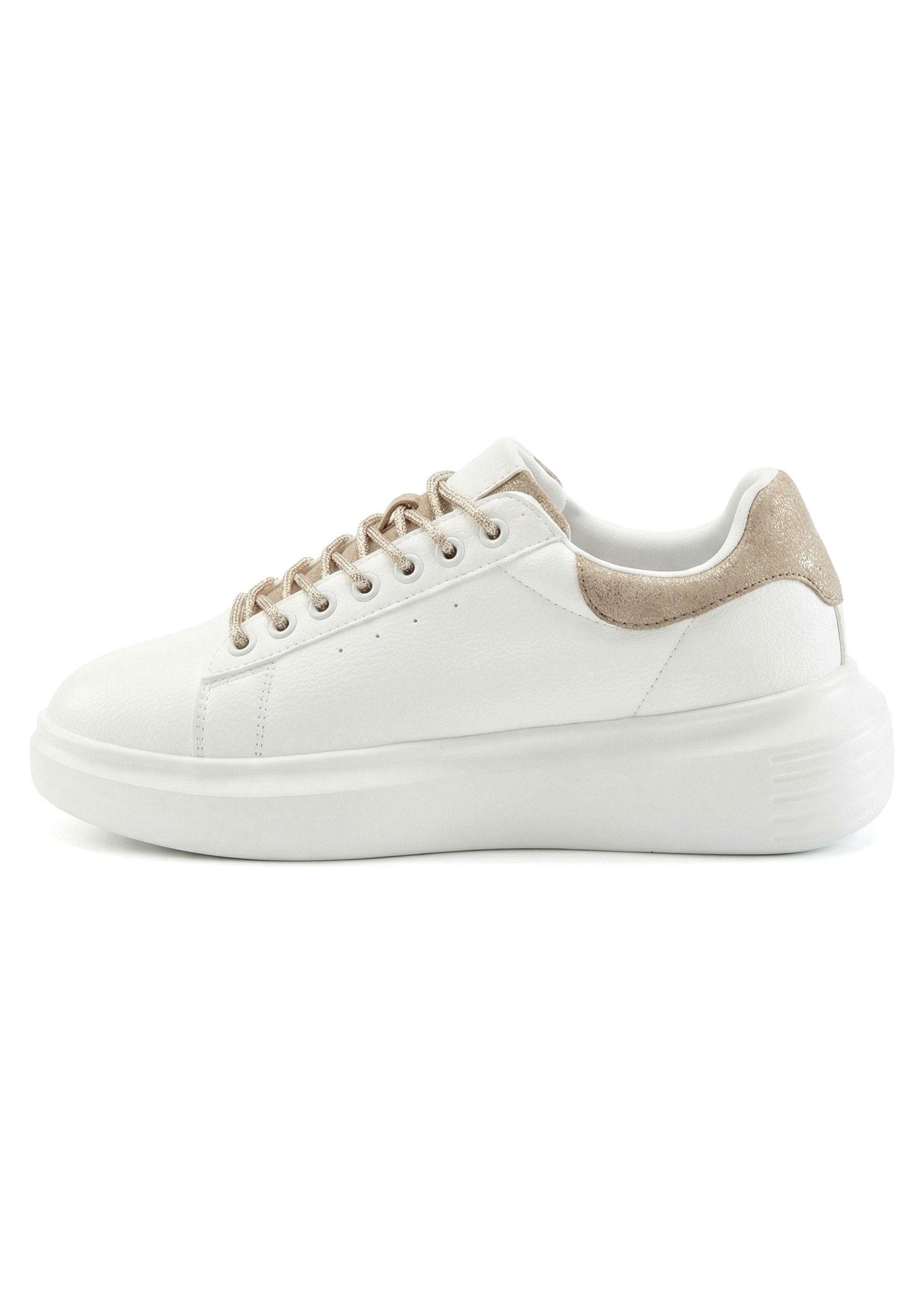 LASCANA Freizeitschuhe, Halbschuhe, Slip-On-Sneaker, Metallicdetails, Sneaker mit elastischen Schnürbändern & leichter Plateausohle VEGAN