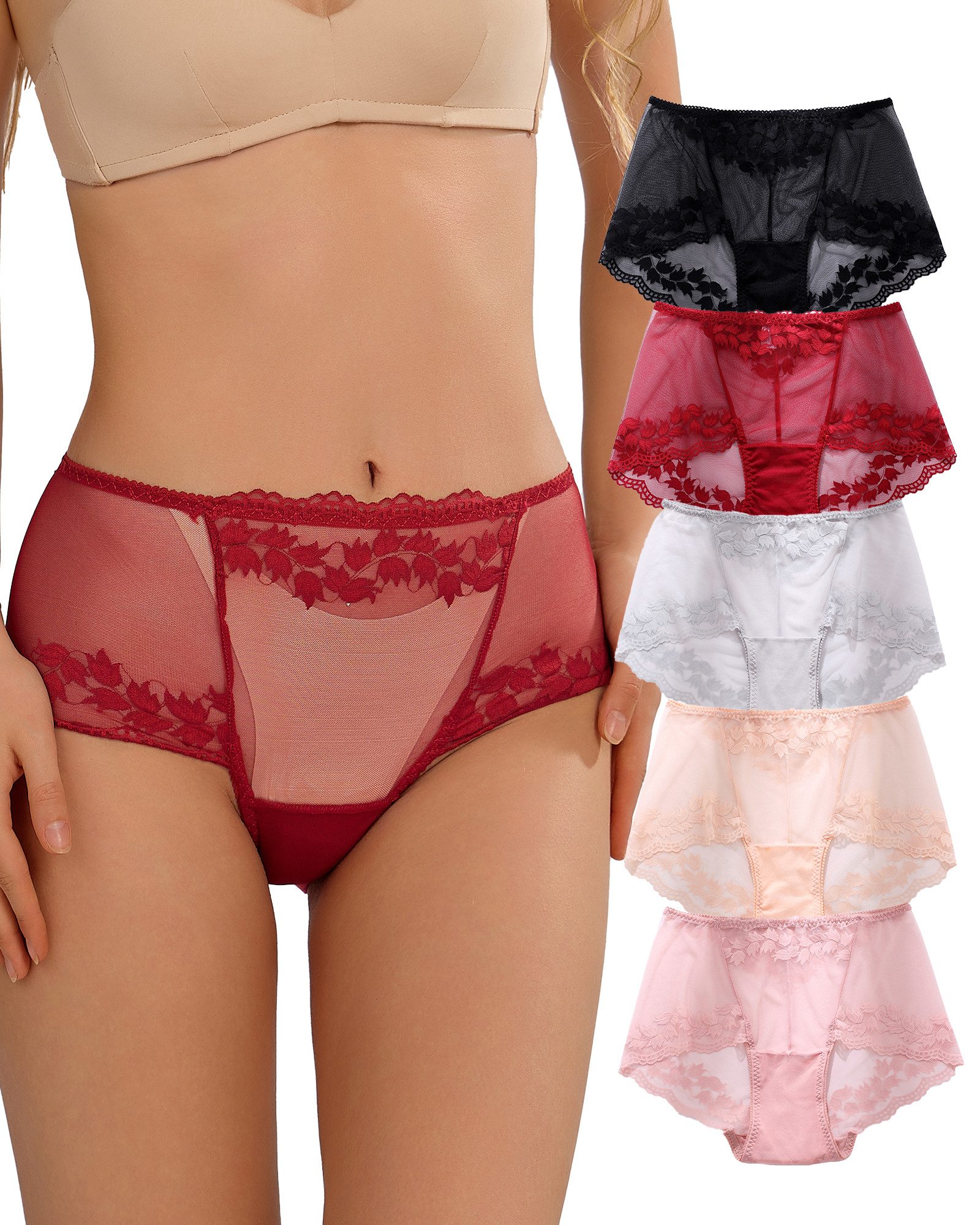 TANSTC Hipster Moderne Damen Unterhosen Elastische Bequeme Slips Alltags Unterwäsche Elastisch,Atmungsaktiv,Spitze,Alltag