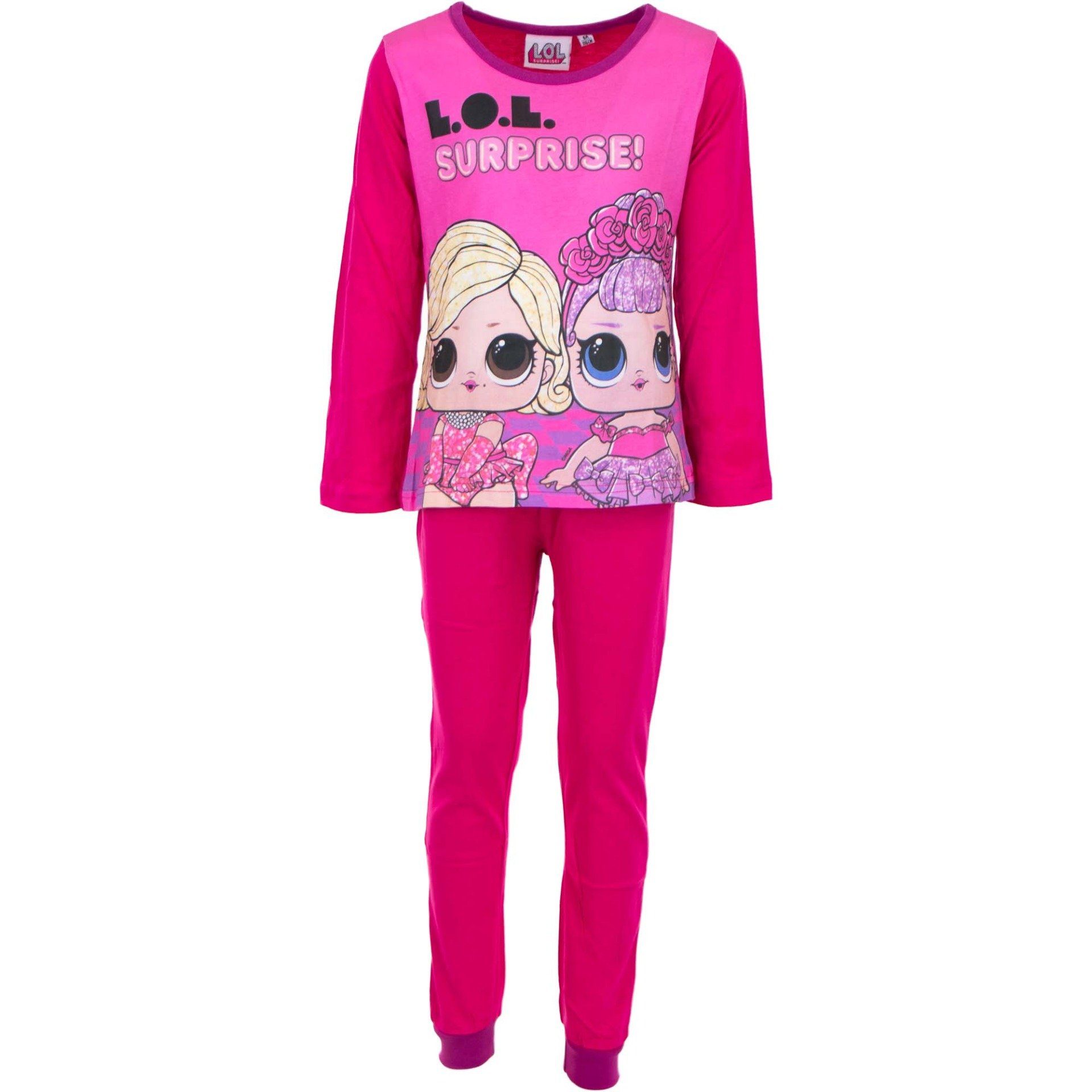 L.O.L. SURPRISE! Schlafanzug LOL Surprise Kinder Mädchen Pyjama Gr. 98 bis 128, Baumwolle, Lila oder Pink