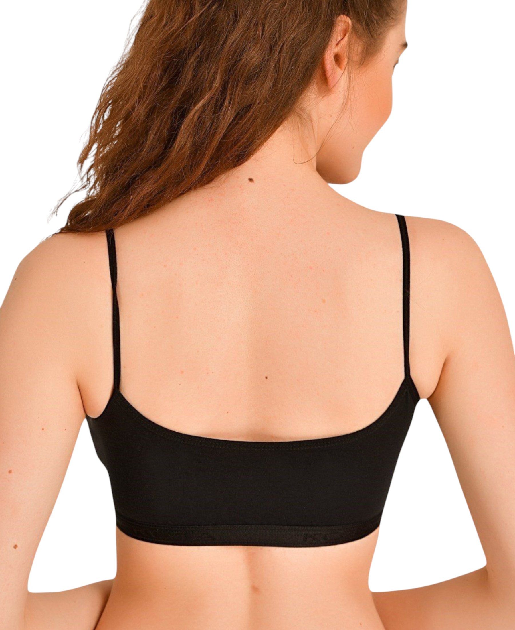 fashionshowcase Bustier Damen Sport-BH im 2er Pack abnehmbare Softpads – ohne Bügel (2er Pack) Spaghettiträger, 2er Pack, herausnehmbare Softpads