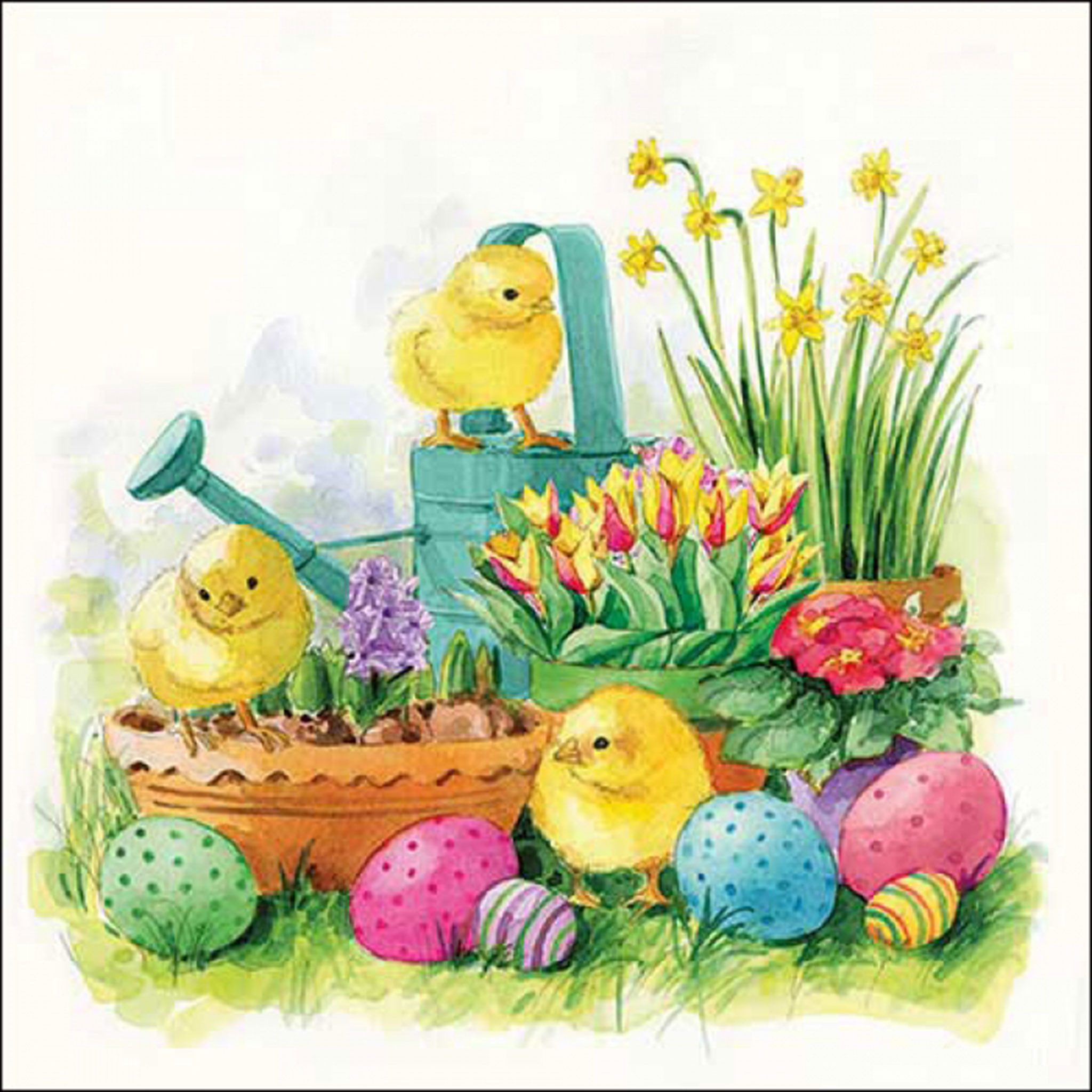 Ambiente Luxury Paper Products Papierserviette, Servietten Papier 33x33cm 3-lag. mit Küken & Ostereier Motiv 20 Stück