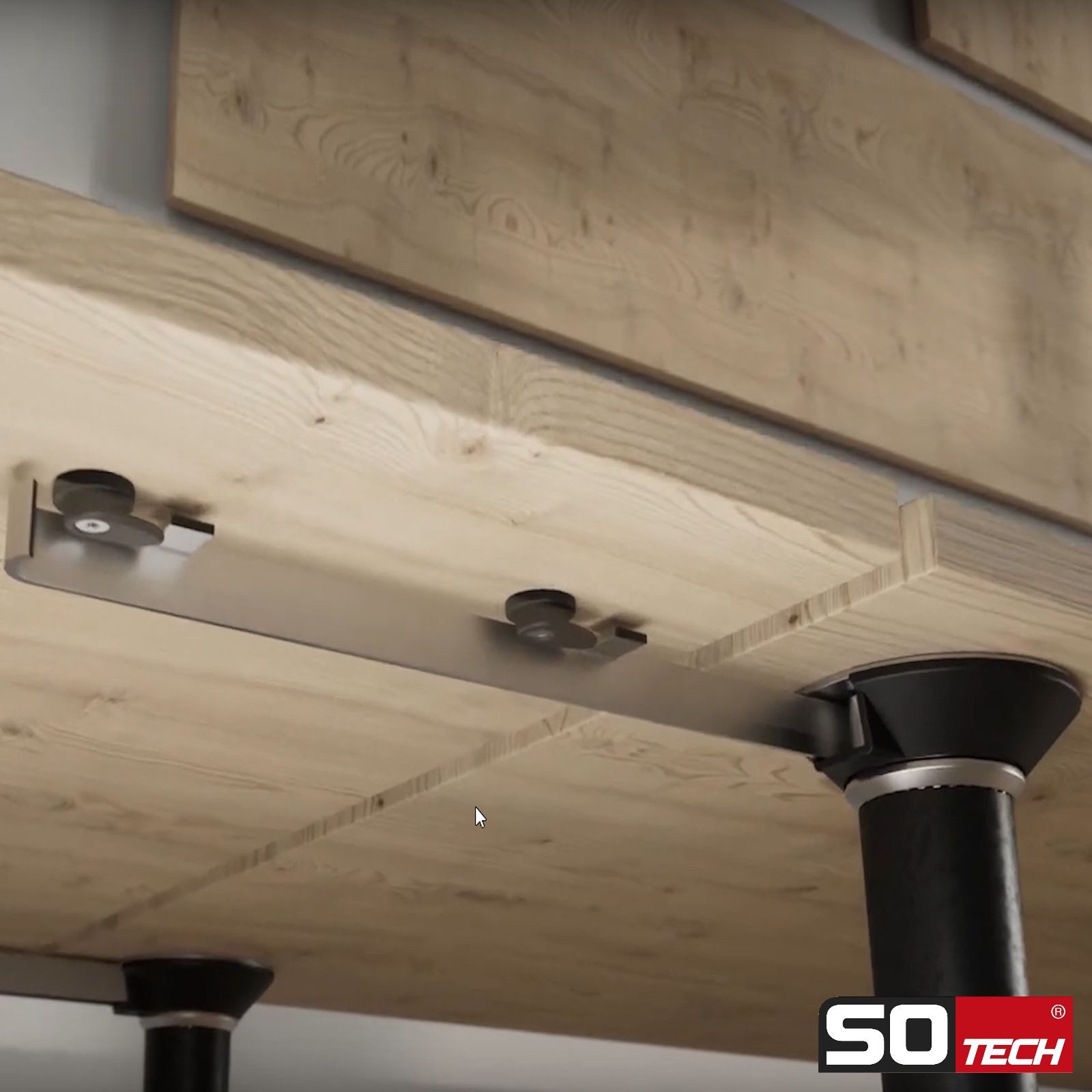 SO-TECH® Möbelbeschlag Tischverlängerung / Schwenkbeschlag SWING, passend für Möbelfüße bis Ø 60 mm, 1 Set