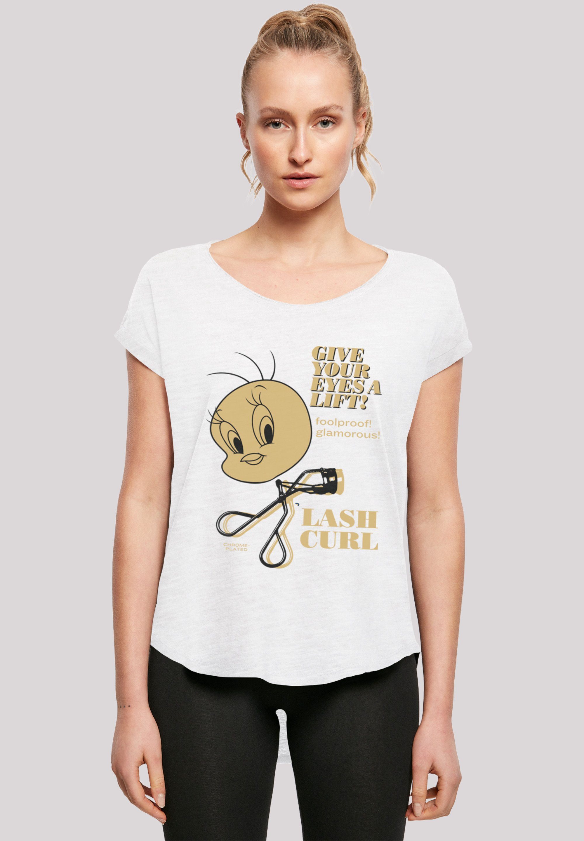 F4NT4STIC Kurzarmshirt Damen Tweety Lash Curls with Ladies Long Slub Tee (1- tlg) | T-Shirts