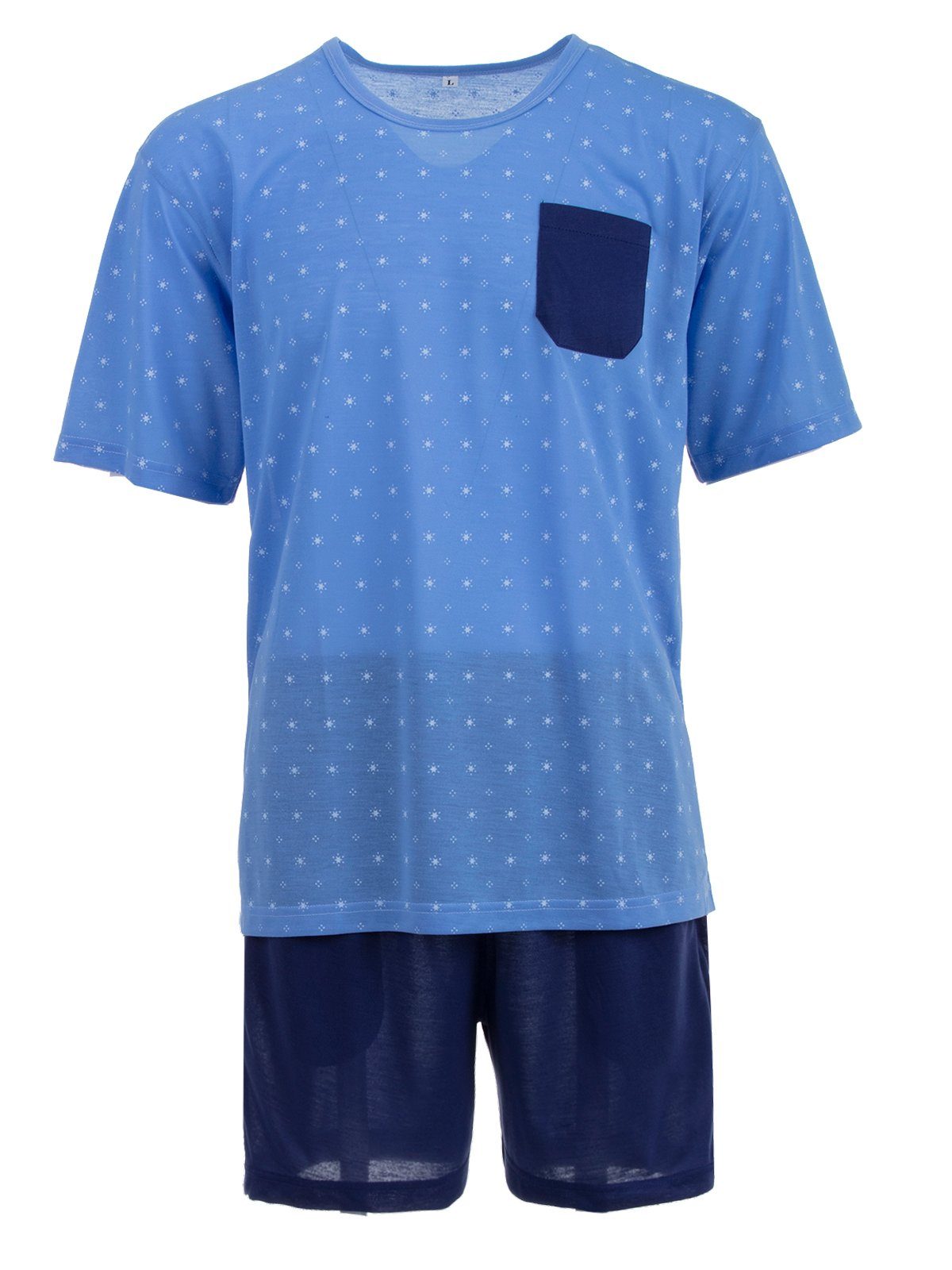 Lucky blau - Sonne Shorty Pyjama Set Schlafanzug Tasche