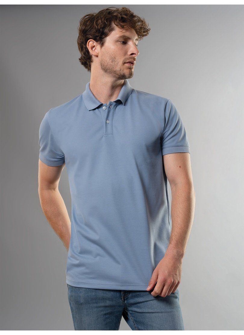 Trigema Poloshirt TRIGEMA aus Slim pearl-blue Fit DELUXE-Piqué Poloshirt