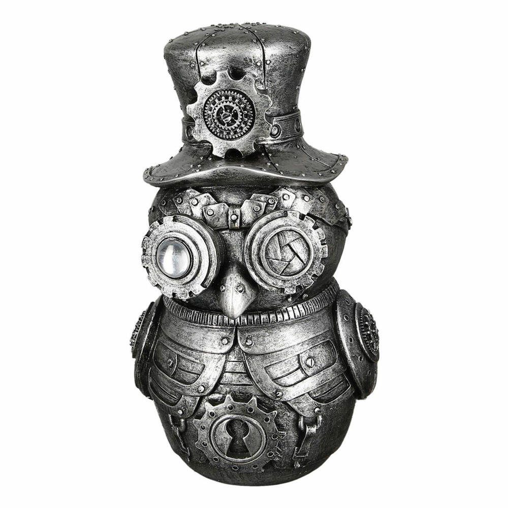 Casablanca by Gilde Skulptur Steampunk Owl Silberfarben