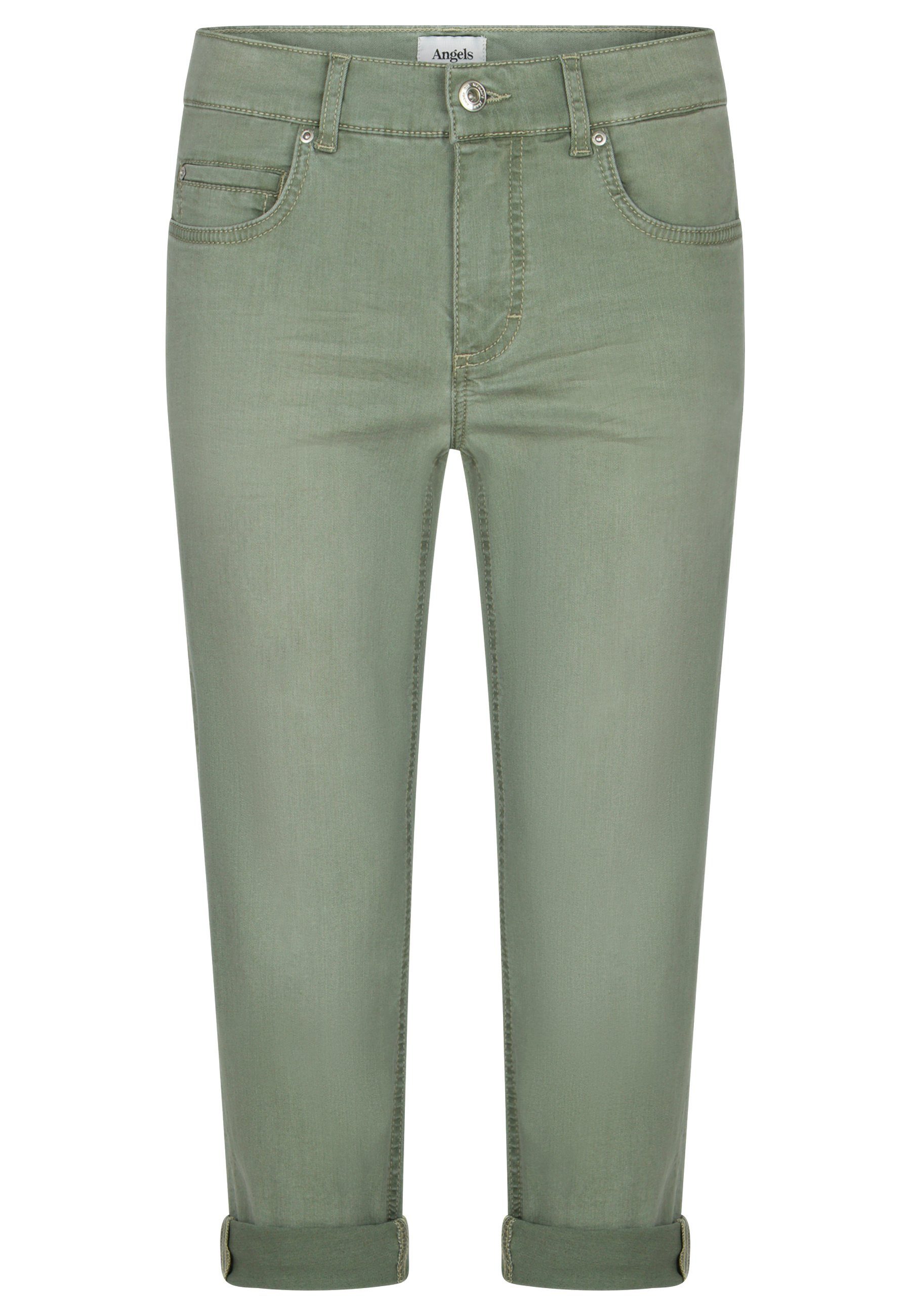 Cici Jeans Beinumschlag mit Label-Applikationen grün Straight-Jeans mit TU ANGELS