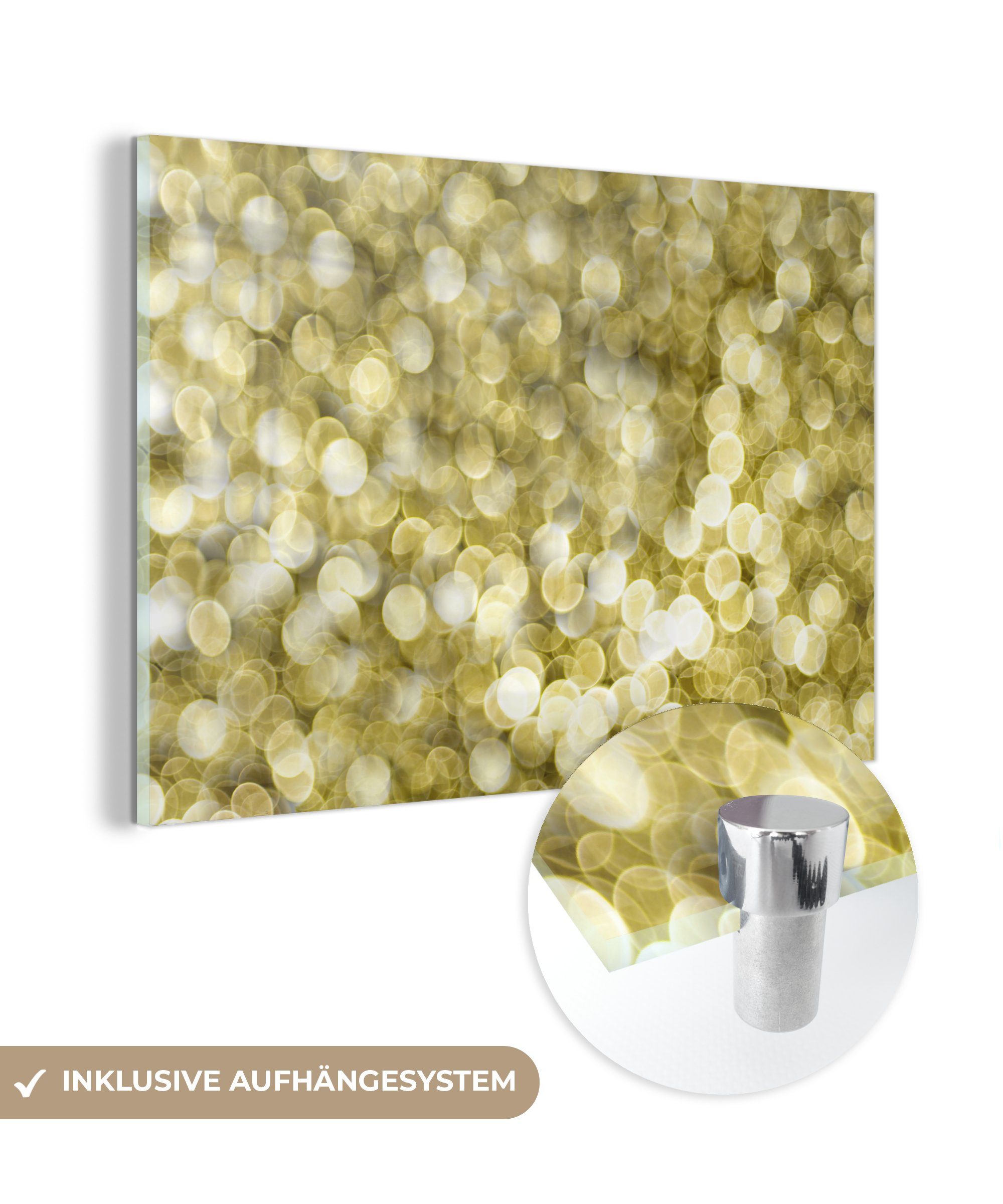 St), Wohnzimmer Schlafzimmer mit (1 Acrylglasbilder goldenen Bild Acrylglasbild Blasen, & MuchoWow gefüllt