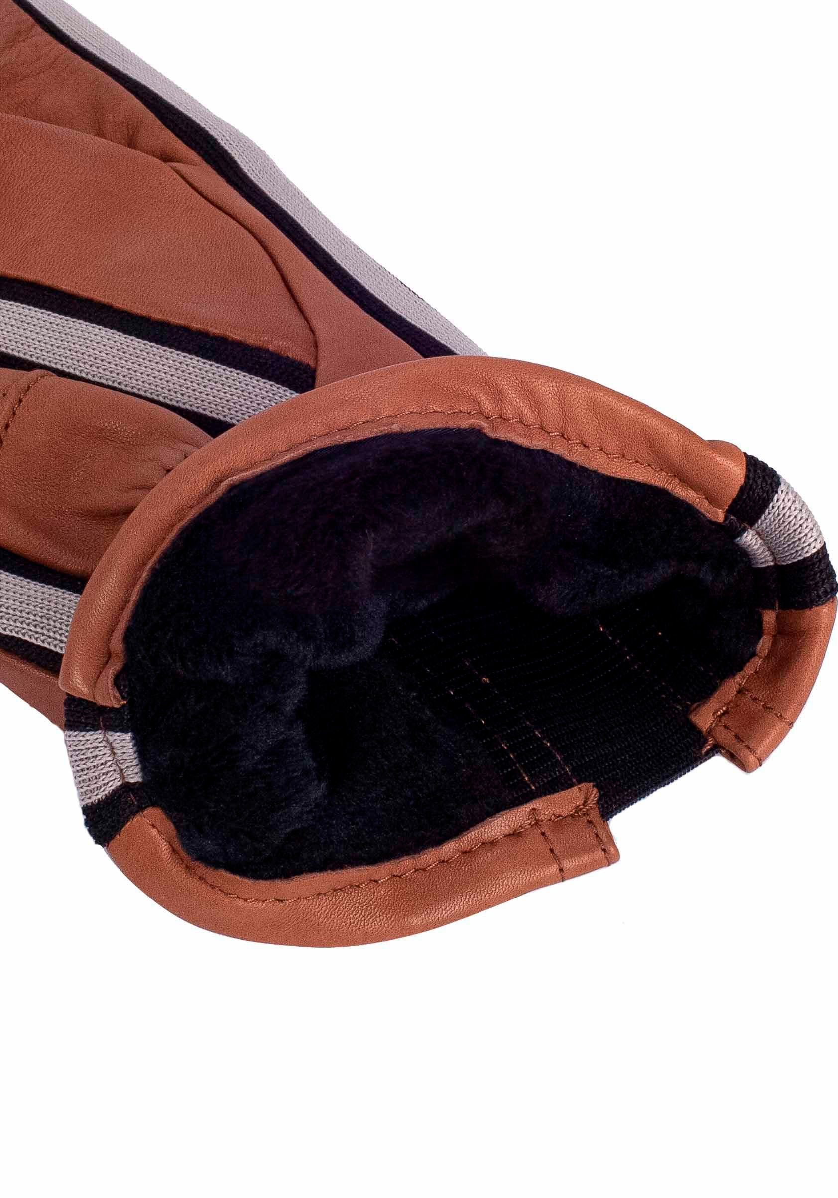 im Design KESSLER brown Lederhandschuhe sportliches Touchfunktion Gil medium mit Look Sneaker- Touch