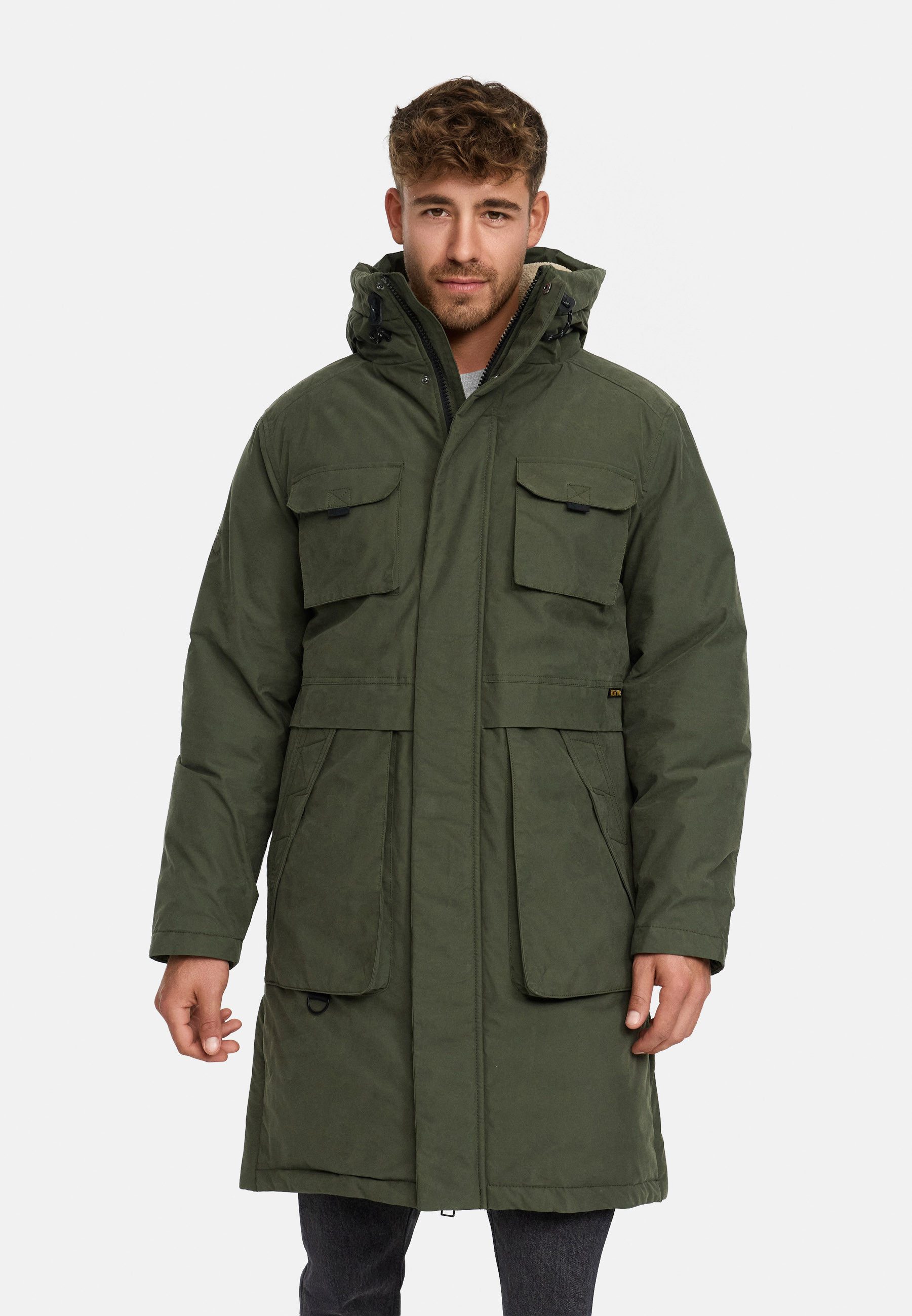 Indicode Winterjacke Herren INKristof Herrenparka Herrenjacke Langer Parka mit wärmender Wattierung