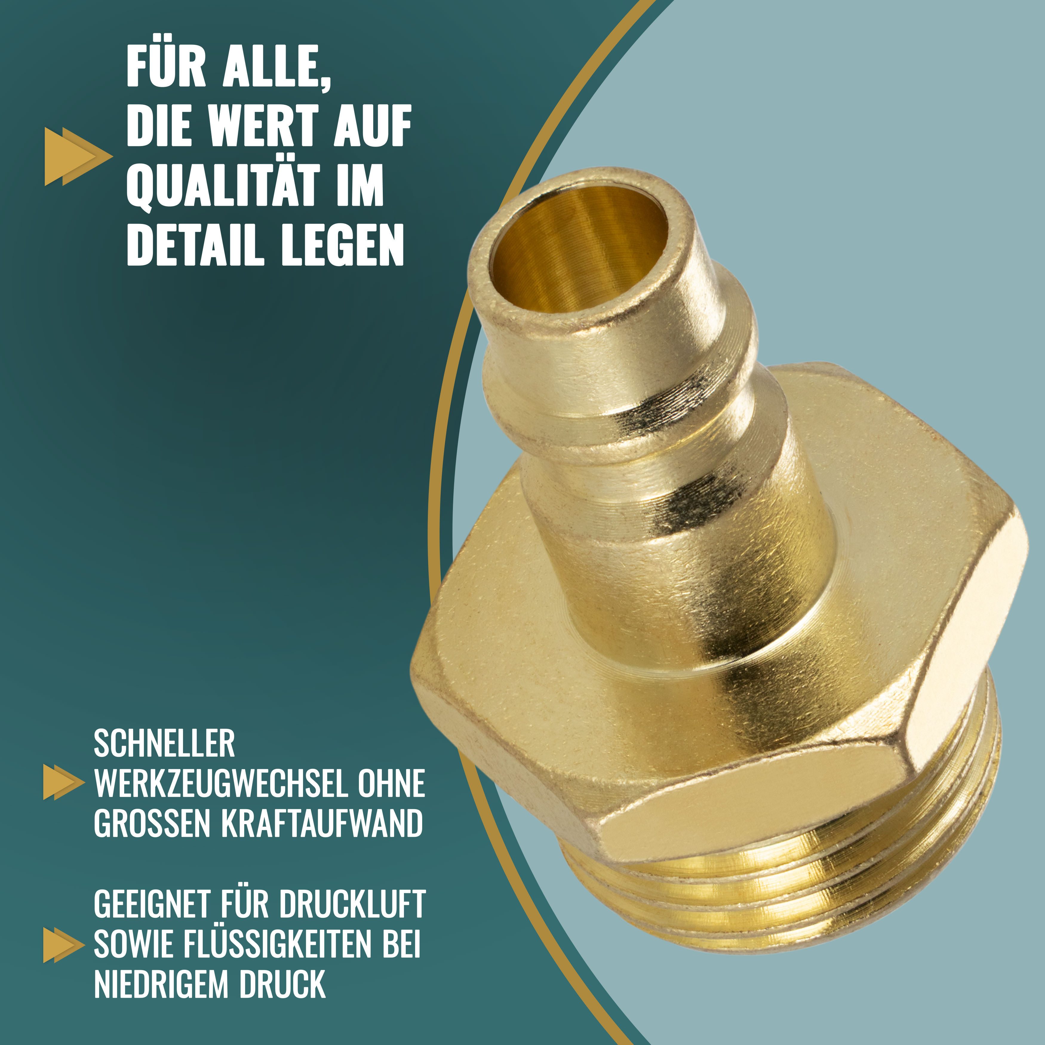 Poppstar Schnellkupplung Druckluft-Stecknippel NW 7,2 mit 1/2 Zoll Außengewinde, (1-tlg), für Druckluft-Anschluss und Pneumatik-Schläuche – Bild 4 von 5