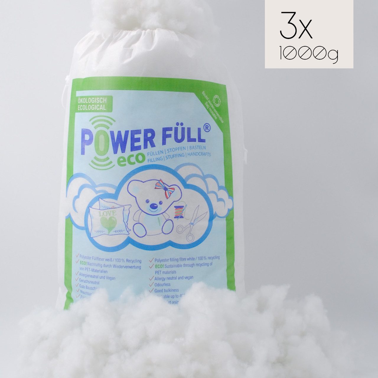POWER FÜLL Kissenfüllung Power Füll® eco weiß, 3 kg Nachhaltige Füllwatte