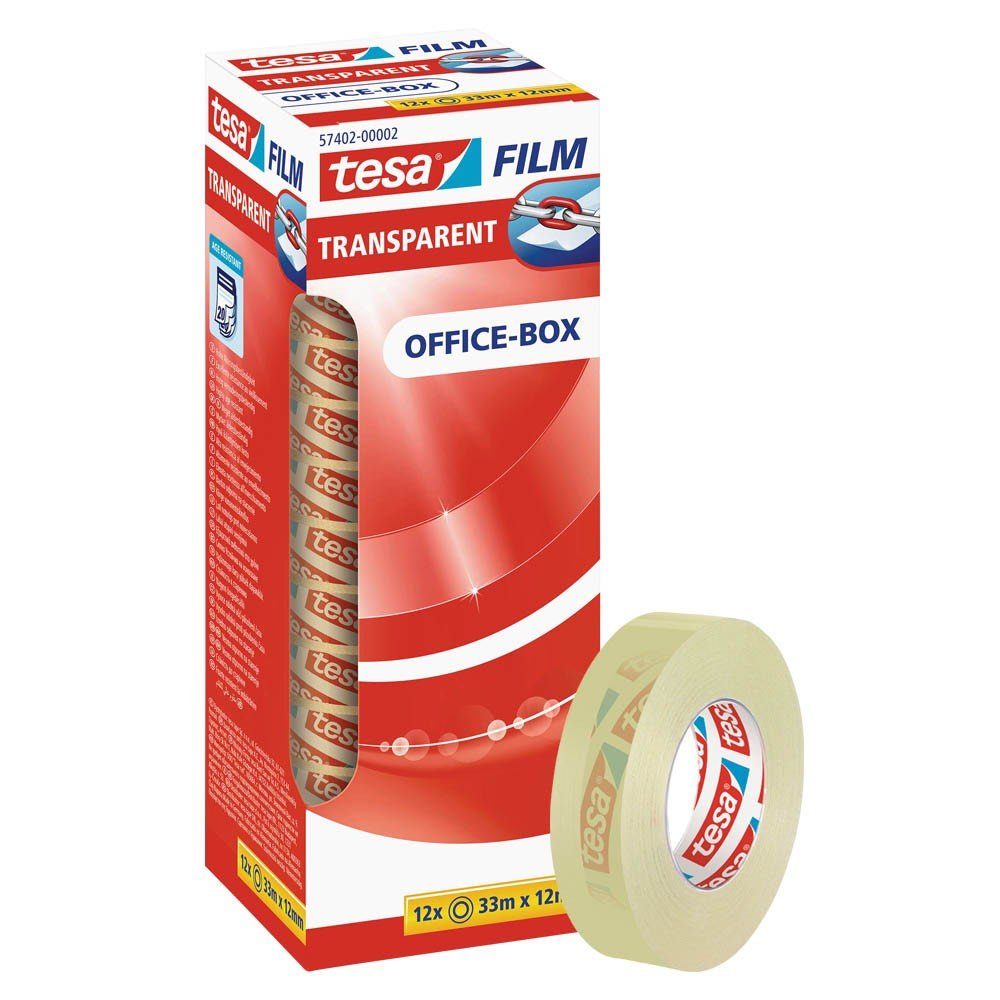 Klebeband tesafilm® 57402 Klebefilm transparent 12mm x 33m - 12 Rollen