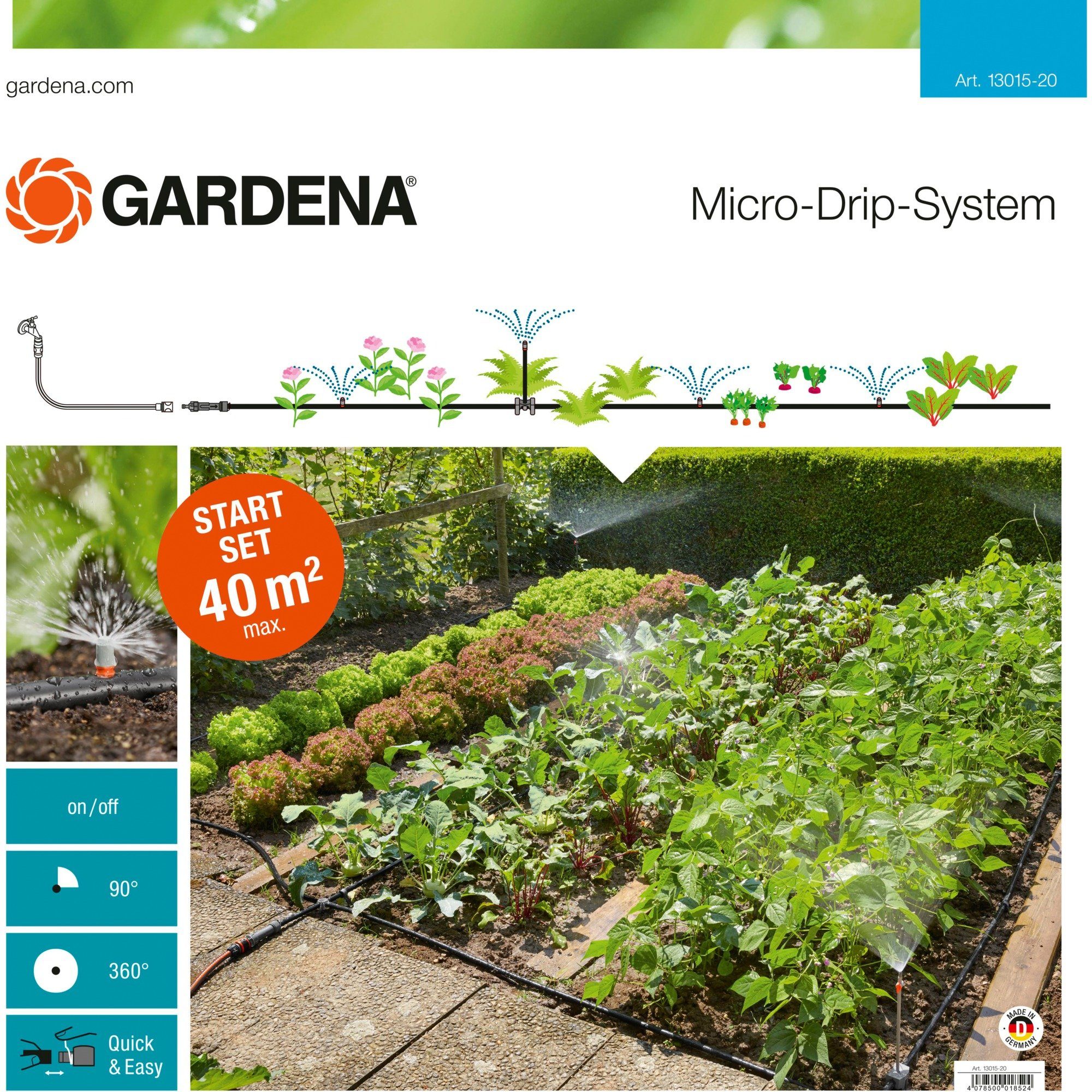 Gartenschlauch GARDENA Start-Set Pflanzflächen, Tropfsystem, (für