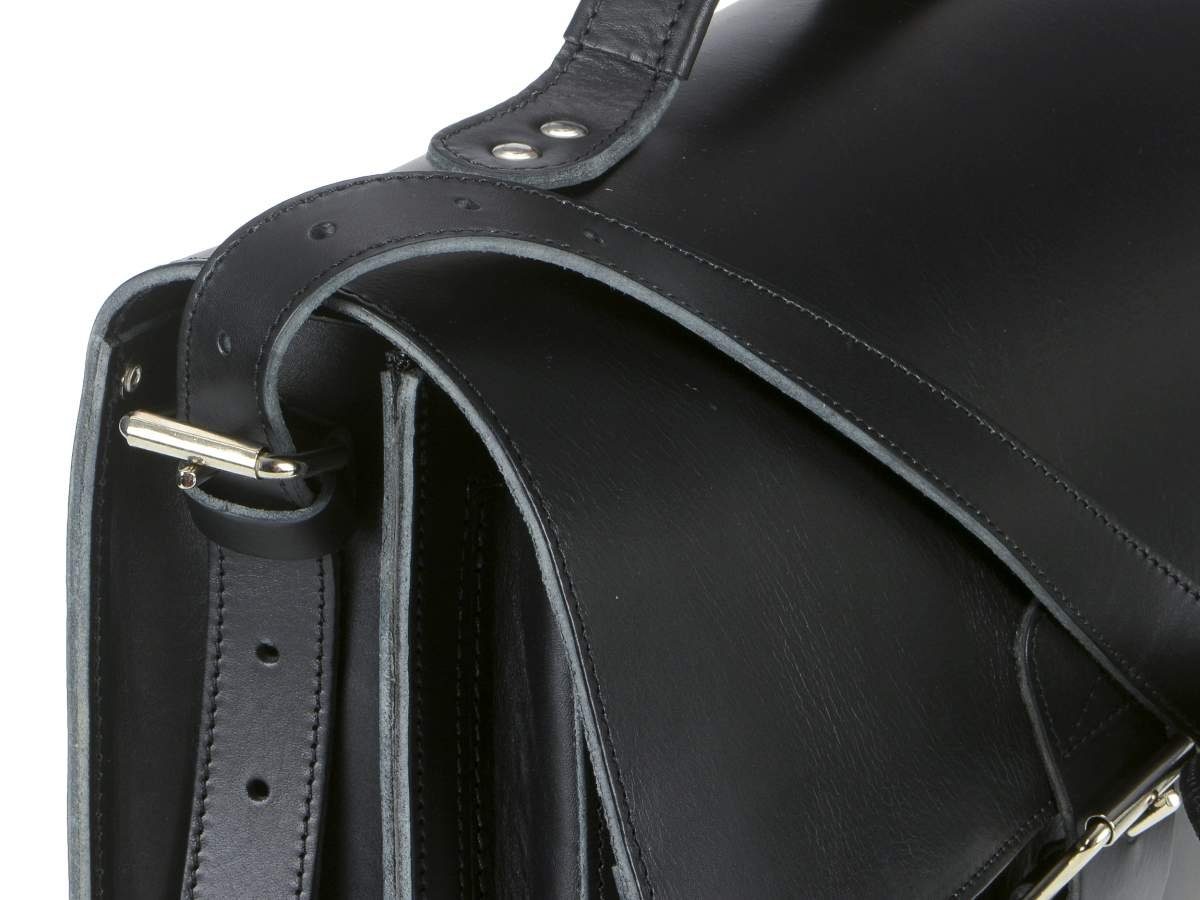 Ruitertassen Aktentasche Classic, 36 cm kleine Fach, rustikales schwarz Schultasche Lehrertasche, mit Leder 1
