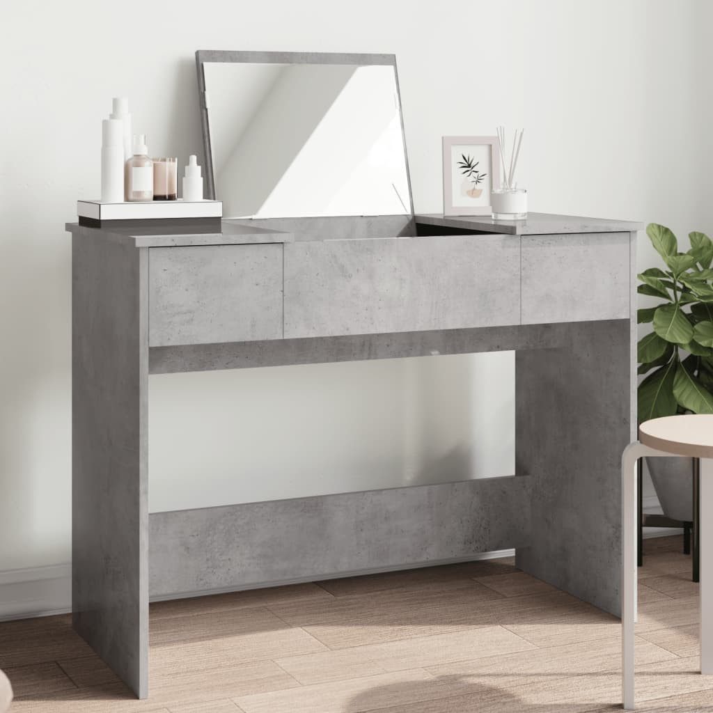 vidaXL Schminktisch Schminktisch mit Spiegel Betongrau 100x45x76 cm (1-St)