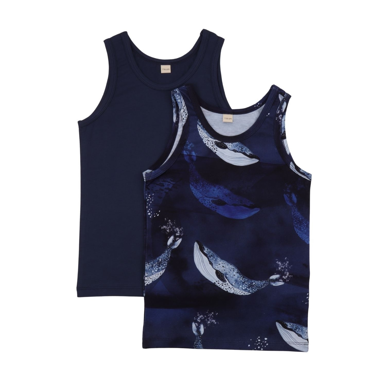 Walkiddy Unterhemd Walkiddy Blue Whales Kinder Bio Baumwolle GOTS Dark Blue