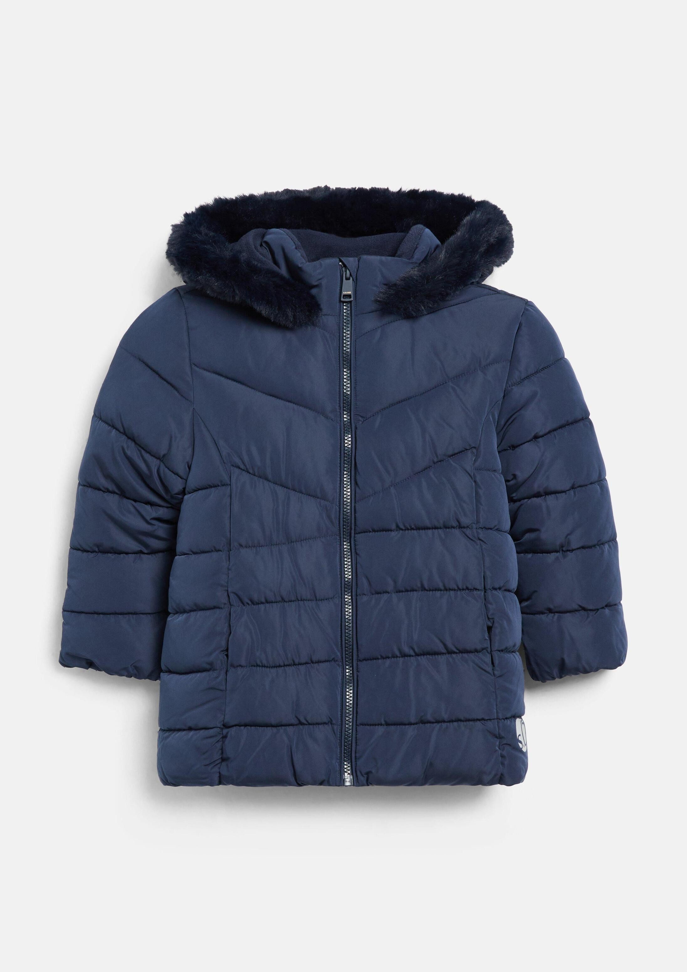s.Oliver Winterjacke Outdoor-Mantel Wetterfester Wintermantel mit Plüsch-Detail