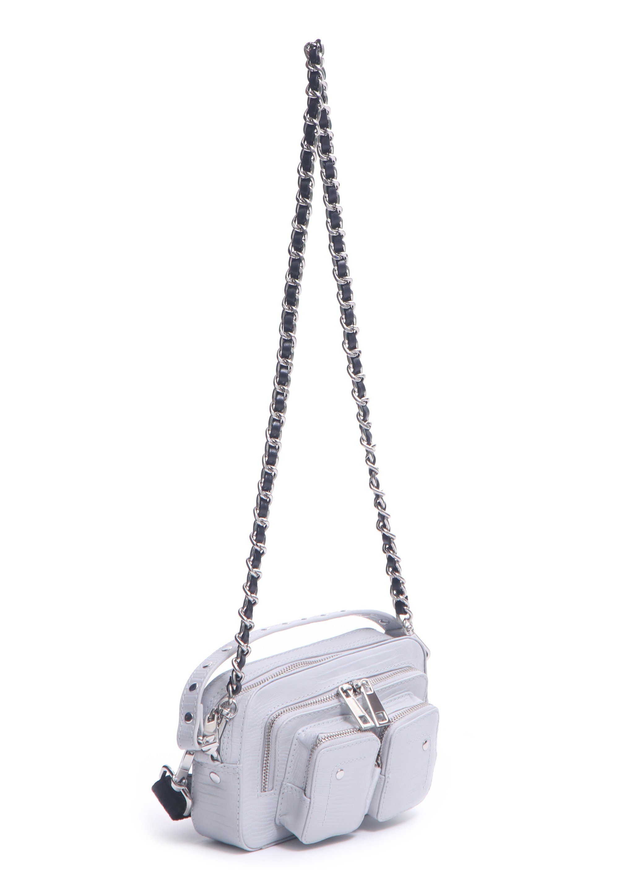 Damen Handtaschen NÙNOO Handtasche Helena Chain Lizard Grey