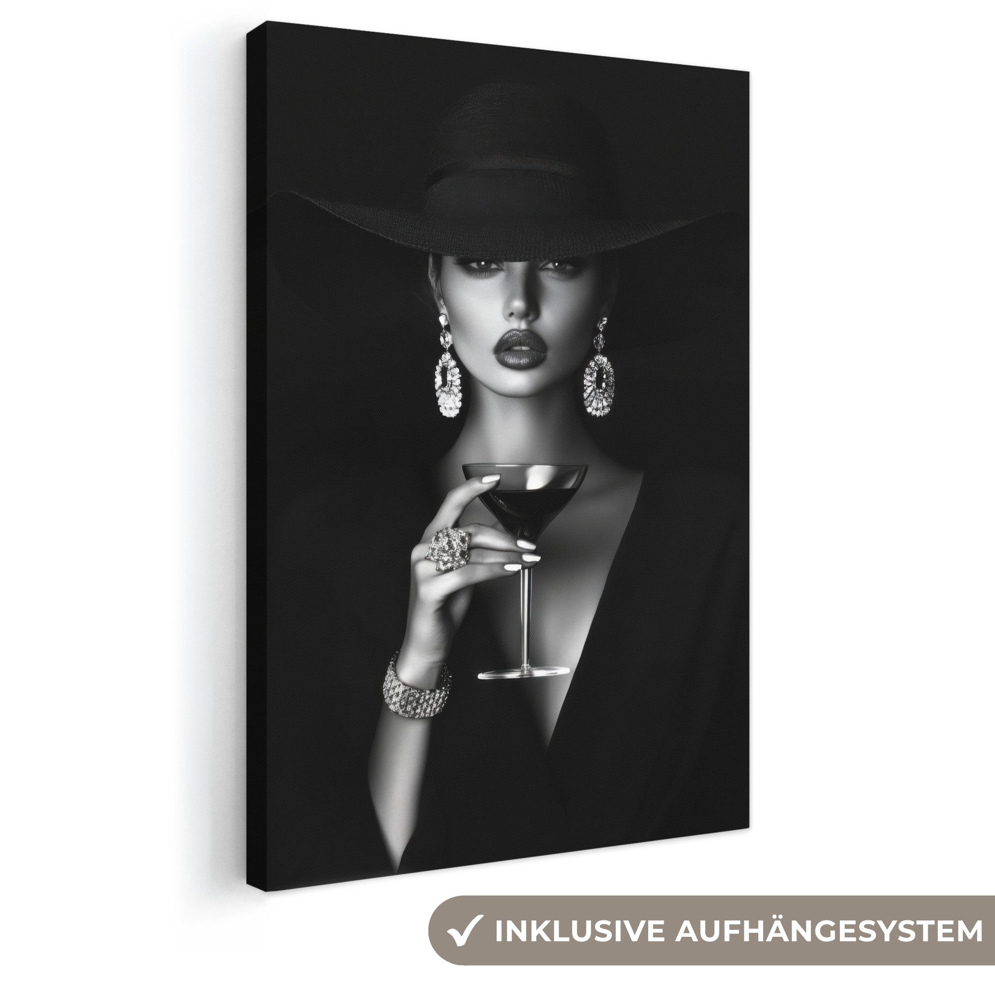 OneMillionCanvasses® Leinwandbild Frau - Cocktail - Schick, Fotodruck (1 St), Leinwand Canvas Wandbild, Wanddekoration 20x30 cm