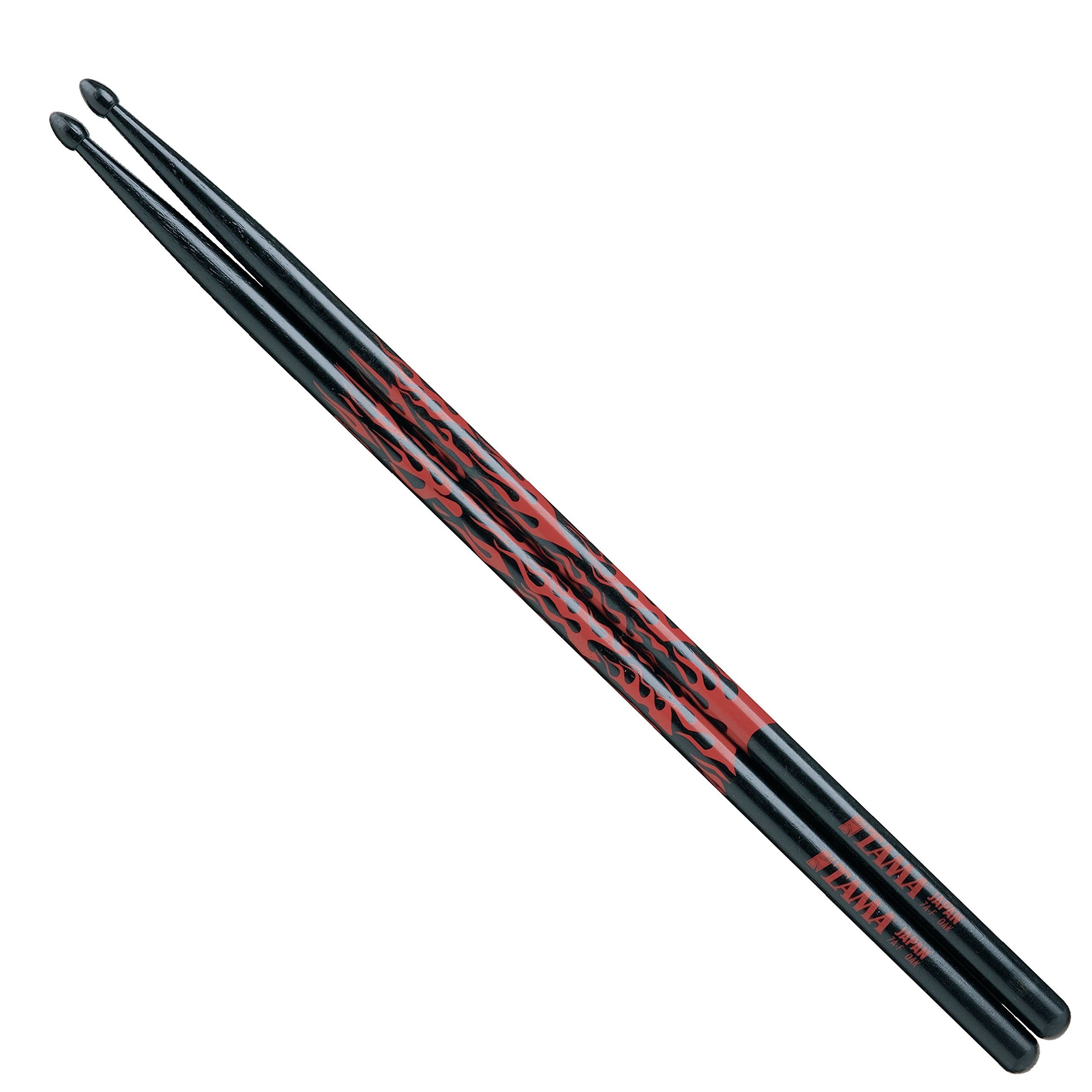 Tama Drumsticks (Rhythmic Fire Sticks O5B-F-BR schwarz mit rotem Muster, Sticks, Beater und Mallets, Drumsticks Holztip), Rhythmic Fire Sticks O5B-F-BR, schwarz mit rotem Muster - Drumsticks