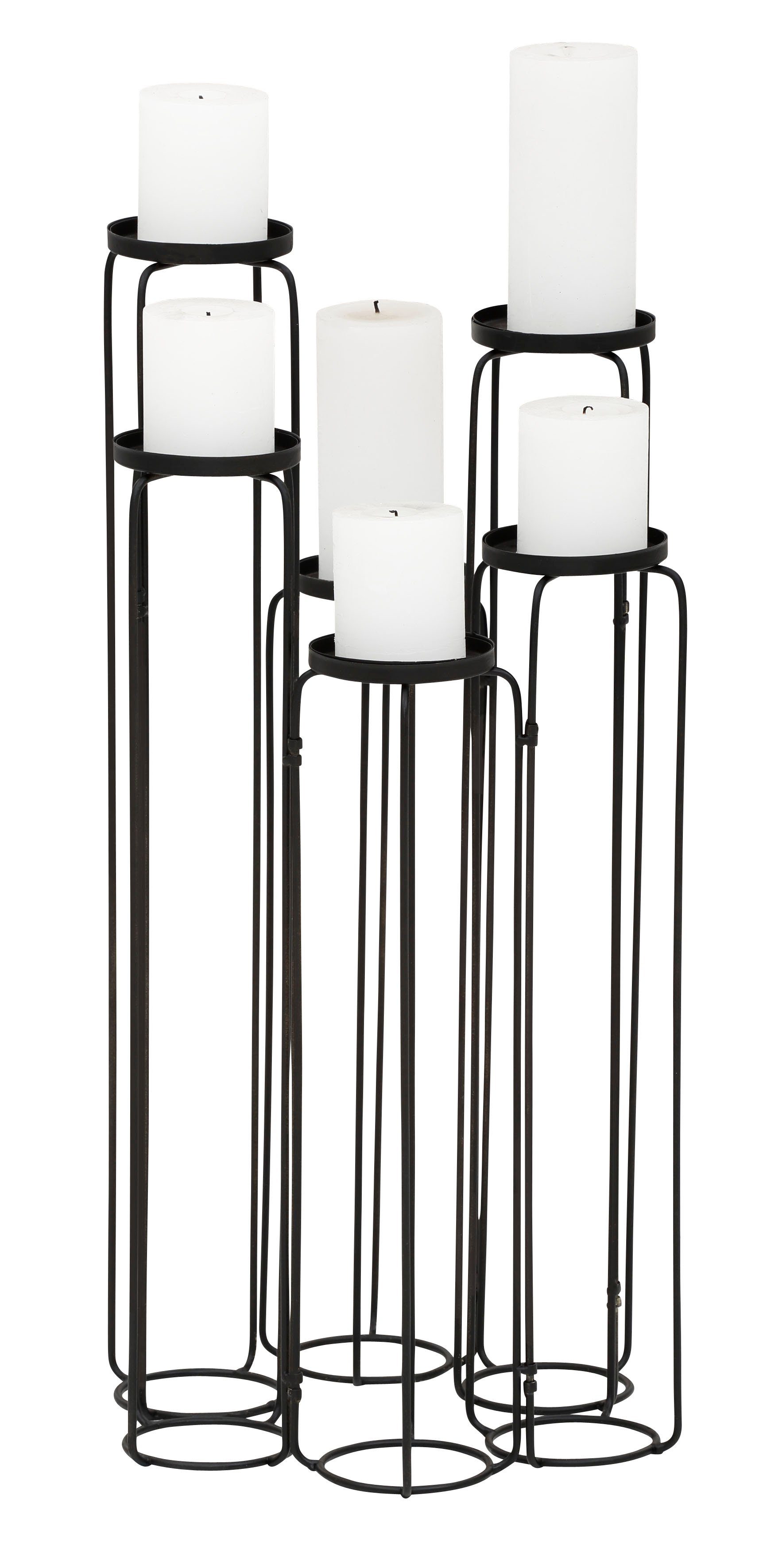 Leonique Kerzenständer Mareesa (1 St), aus Metall, für Stumpenkerzen, Höhe ca. 65 cm, variabel stellbar schwarz