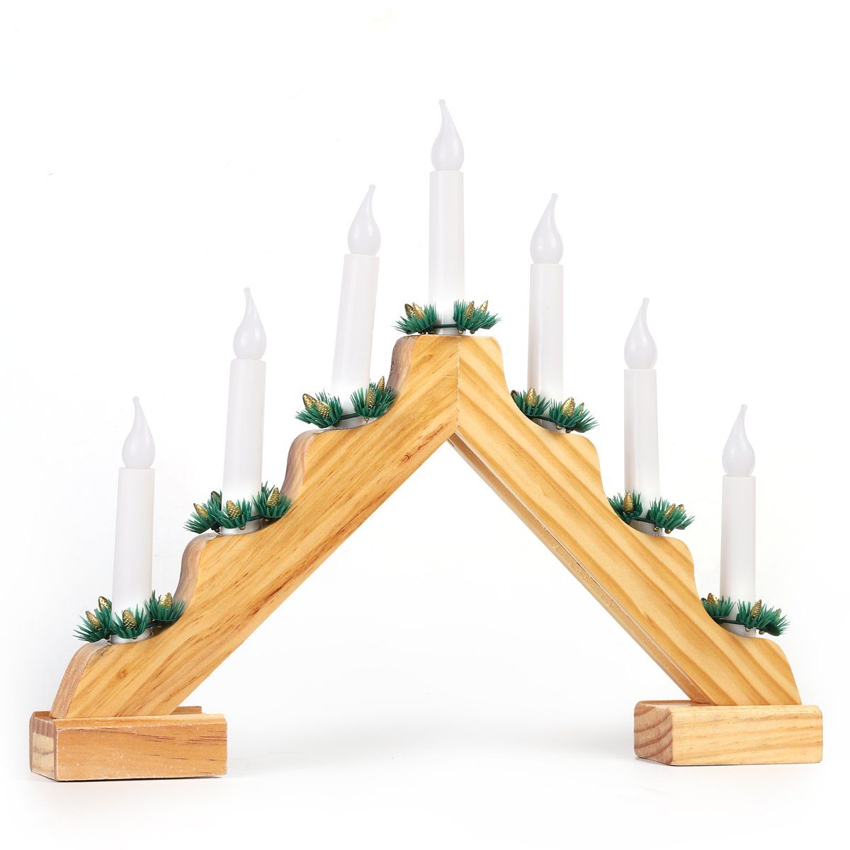 mit 7 Salcar Weihnachten Schwibbogen LED Lichterbogen Spitzkerzen, Holz