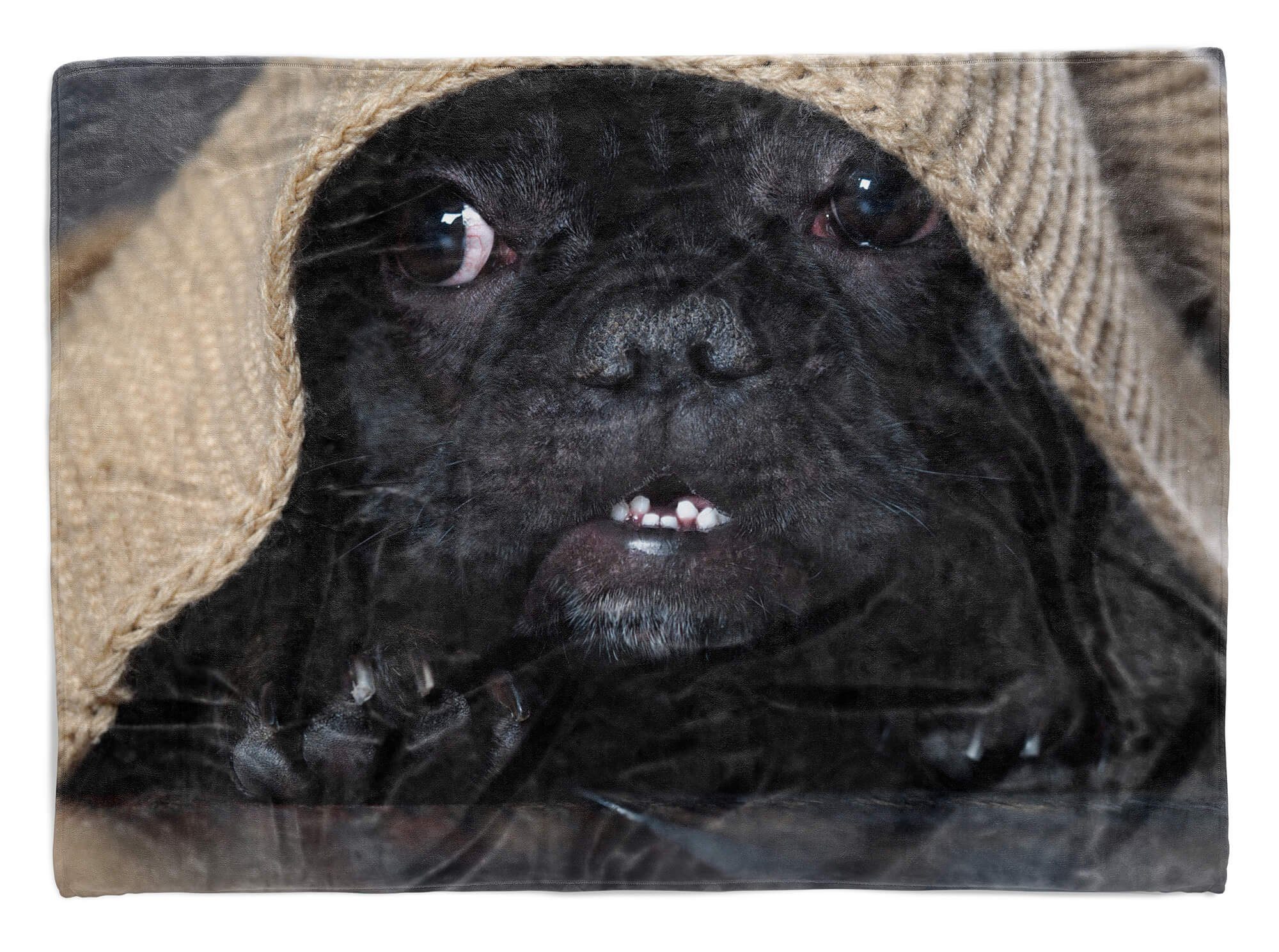 Sinus Art Handtücher Handtuch süßer Tiermotiv Strandhandtuch Hund, kleiner mit Saunatuch Handtuch Baumwolle-Polyester-Mix Kuscheldecke (1-St)