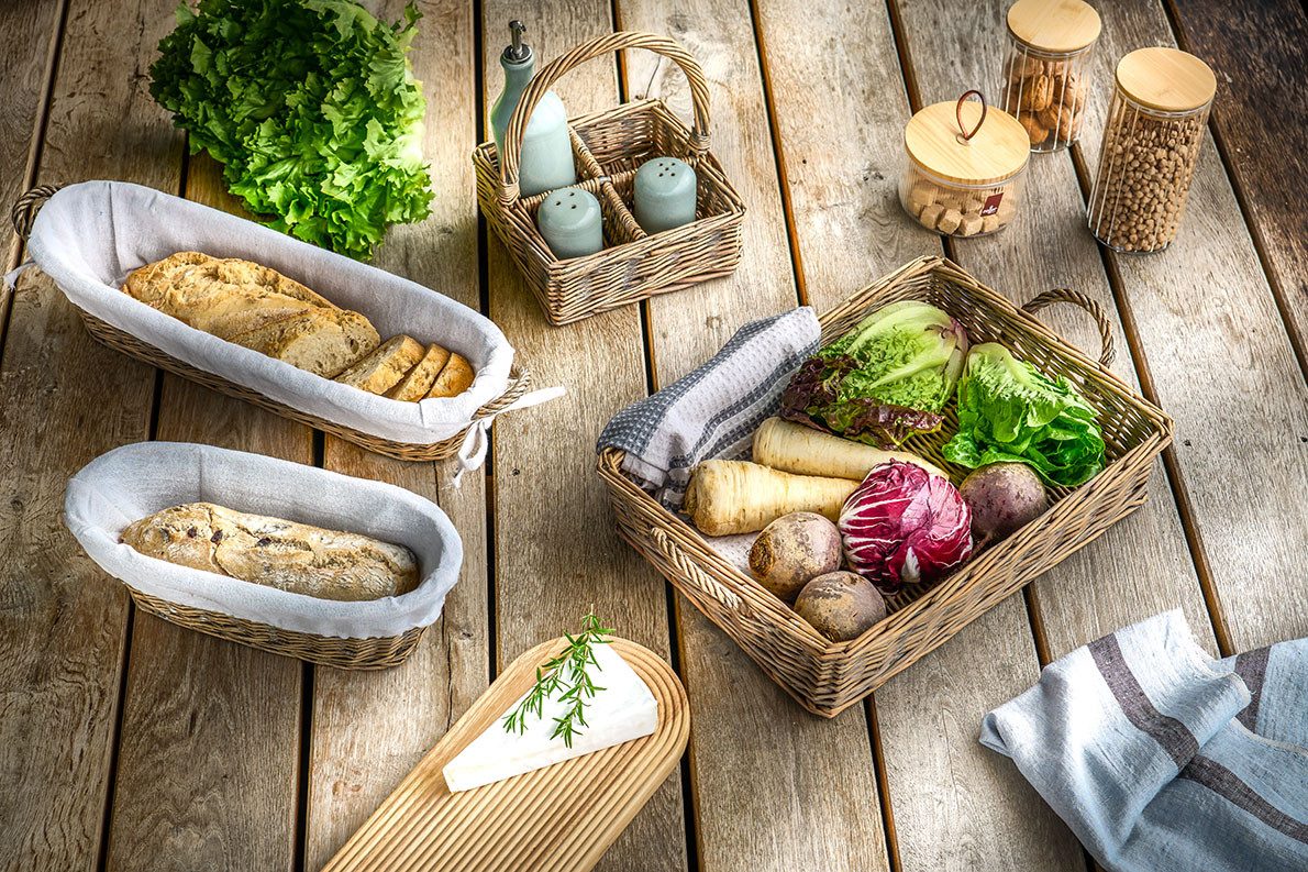 Zeller Present Brotkorb Baguette, Baumwolle, Holz, (Set, 2-tlg), Stylisch im Landhausstil