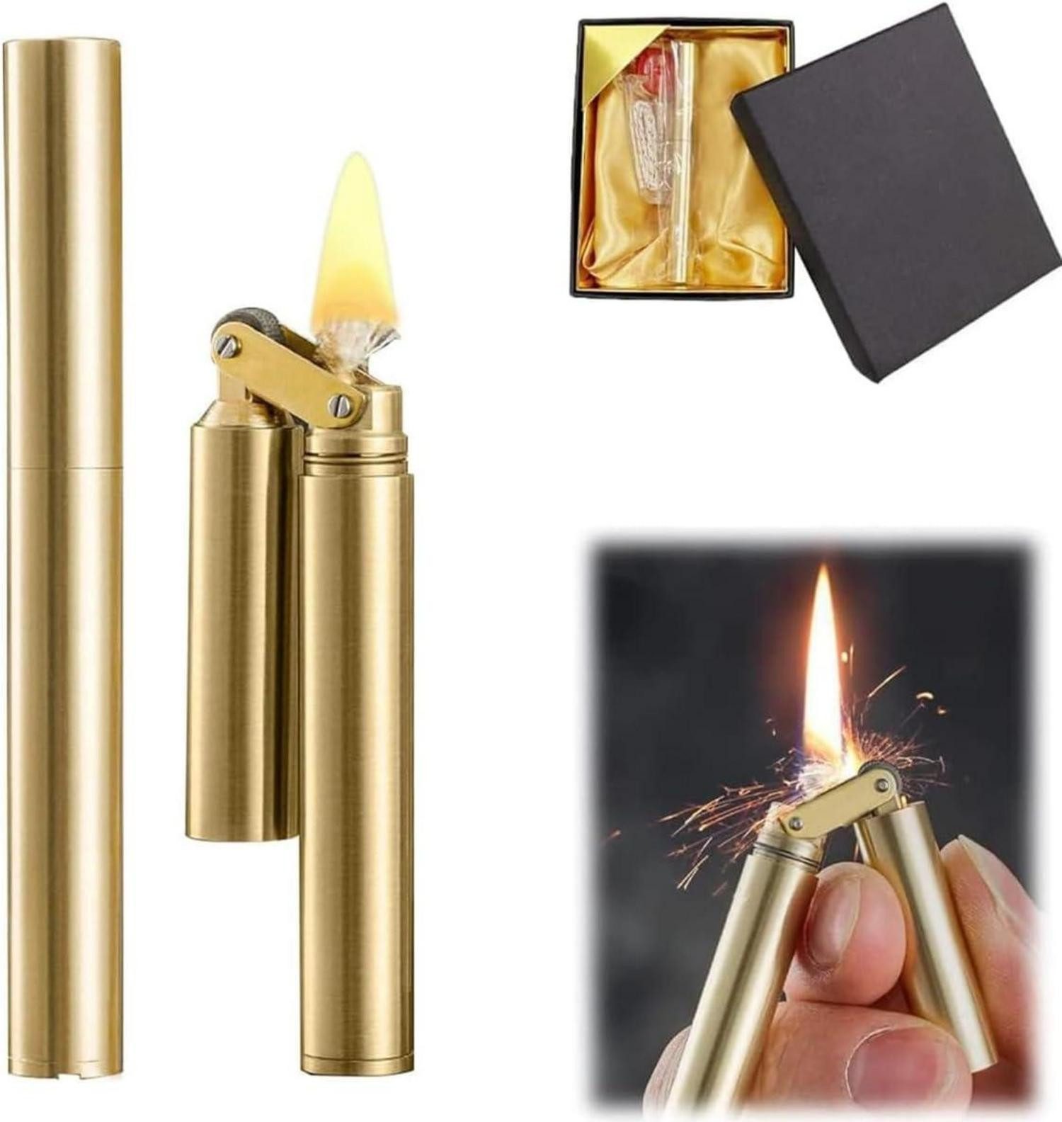 Feuerzeug Winddichtes Jetflammenfeuerzeug Gold, nachfüllbar & einzigartiges