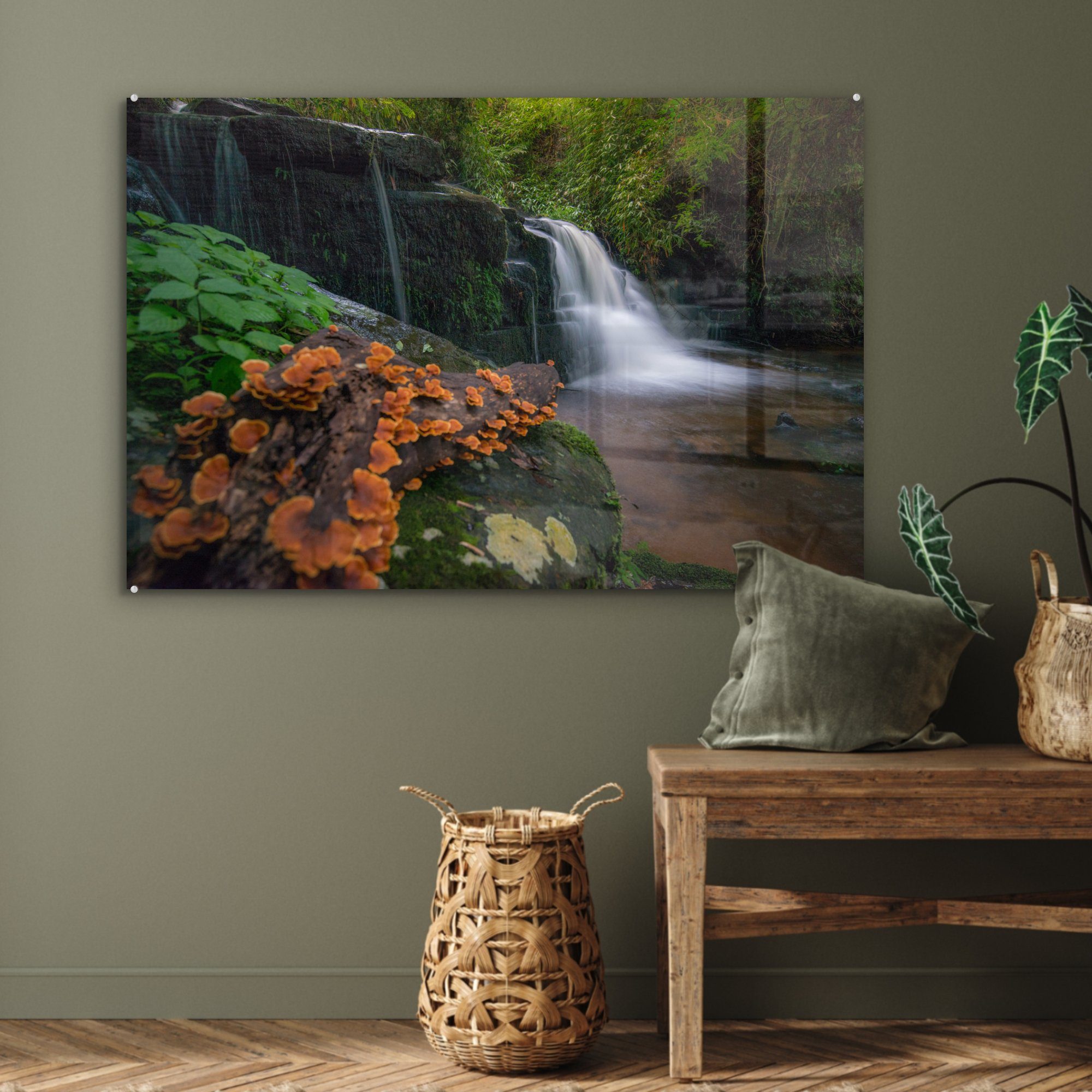 Regenwald im Hin tropischen MuchoWow Acrylglasbild Mun des Phu Wohnzimmer Daeng-Wasserfall St), Acrylglasbilder (1 Schlafzimmer & Rong,
