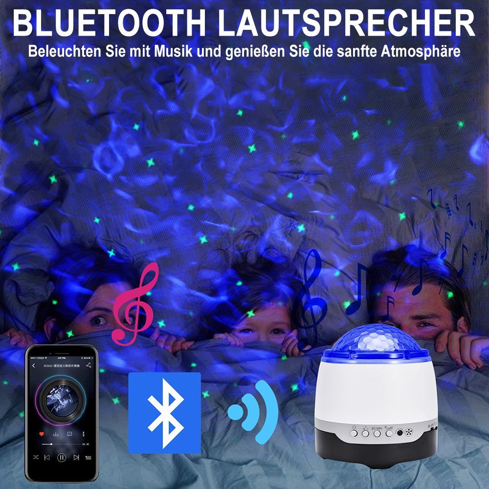Bluetooth-Lautsprecher, Nachtlicht Projector, Projektor,LED Zeitschaltuhr Sternenhimmel LED Laybasic Dimmbares Nachtlicht Sprachsteuerung, Galaxy Weiß-1 Licht,