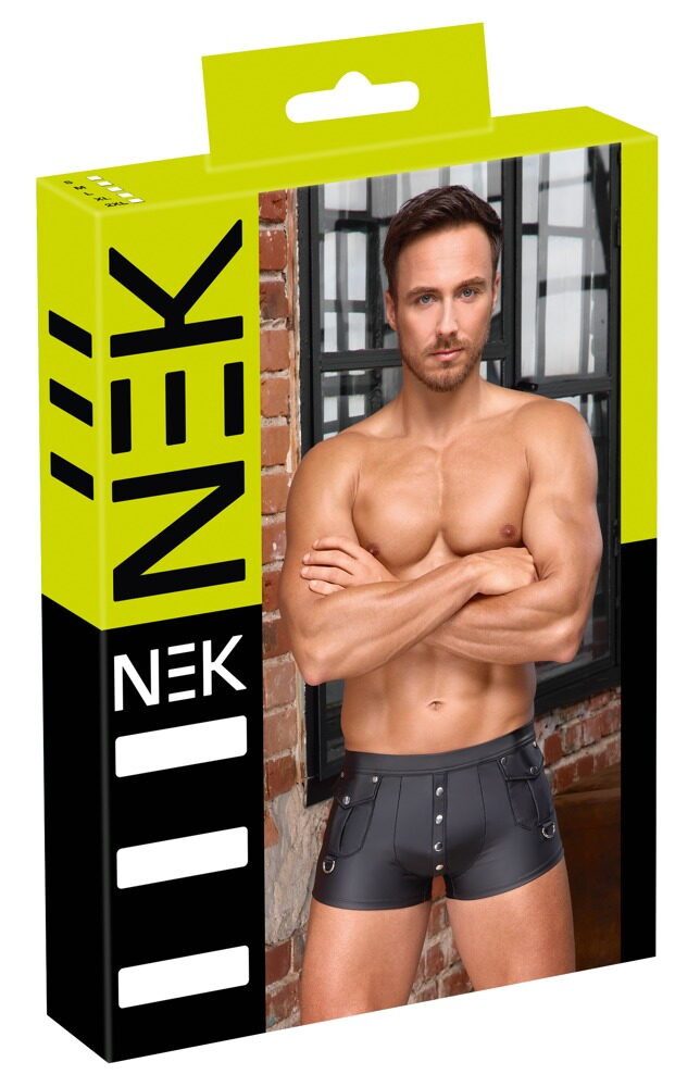 NEK Boxershorts Boxershorts mit Druckknöpfen und Taschen - schwarz (1-St) Betonende Mattlook-Pants