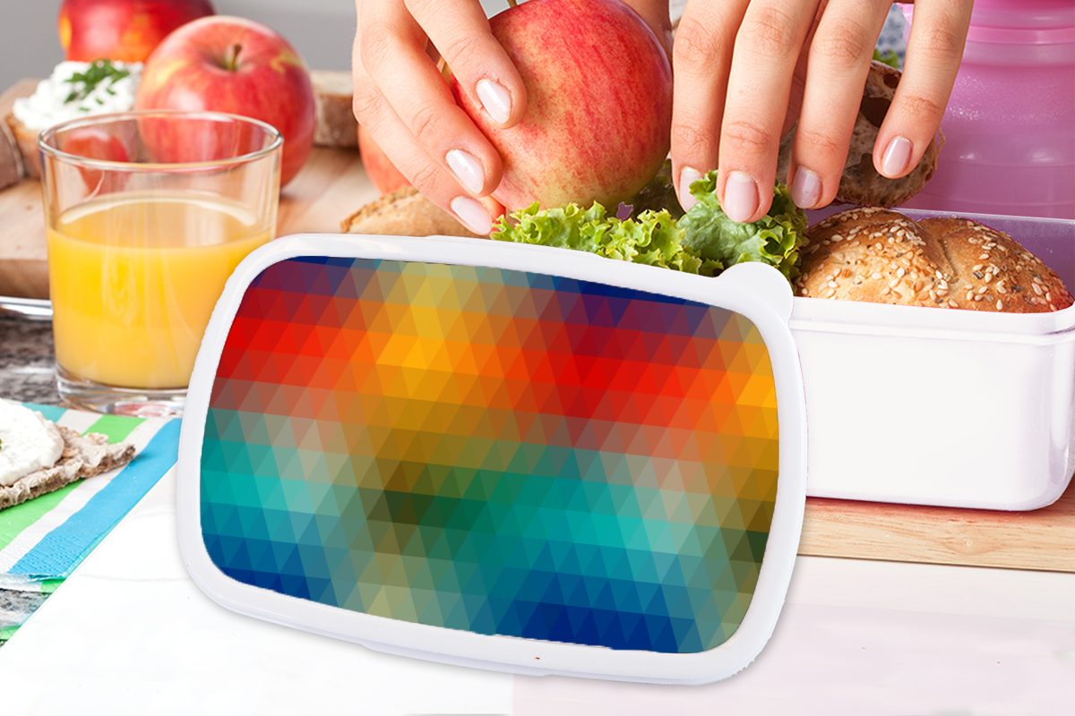 Brotdose, für Retro - (2-tlg), Design Brotbox Kunststoff, Kinder - Pixel, und für Lunchbox weiß MuchoWow und Erwachsene, Mädchen Muster Jungs -