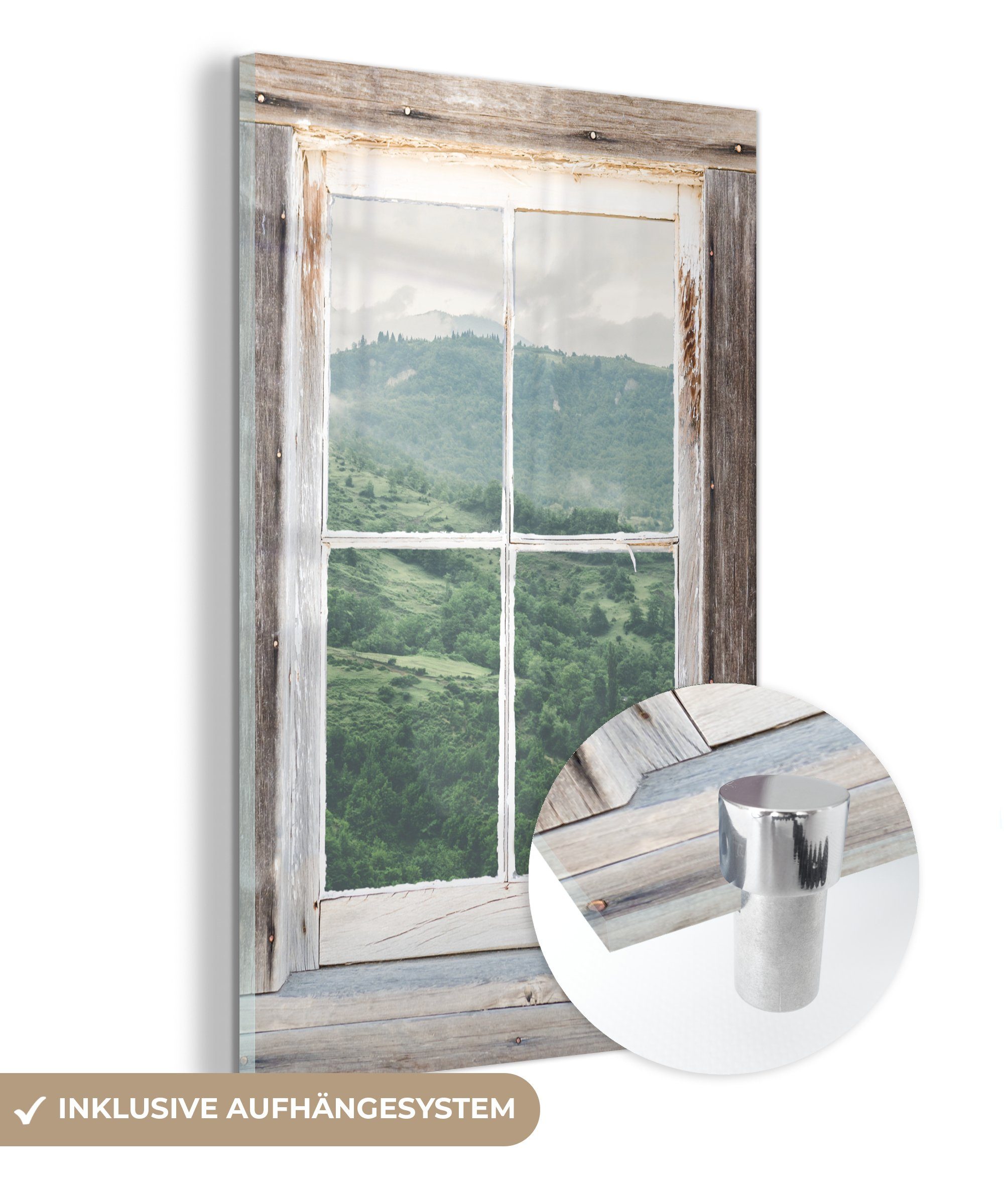 Acrylglasbild Wandbild (1 auf - Foto Bilder Berg - Aussicht Glasbilder Glas MuchoWow - auf St), Glas - Wanddekoration Holz, -