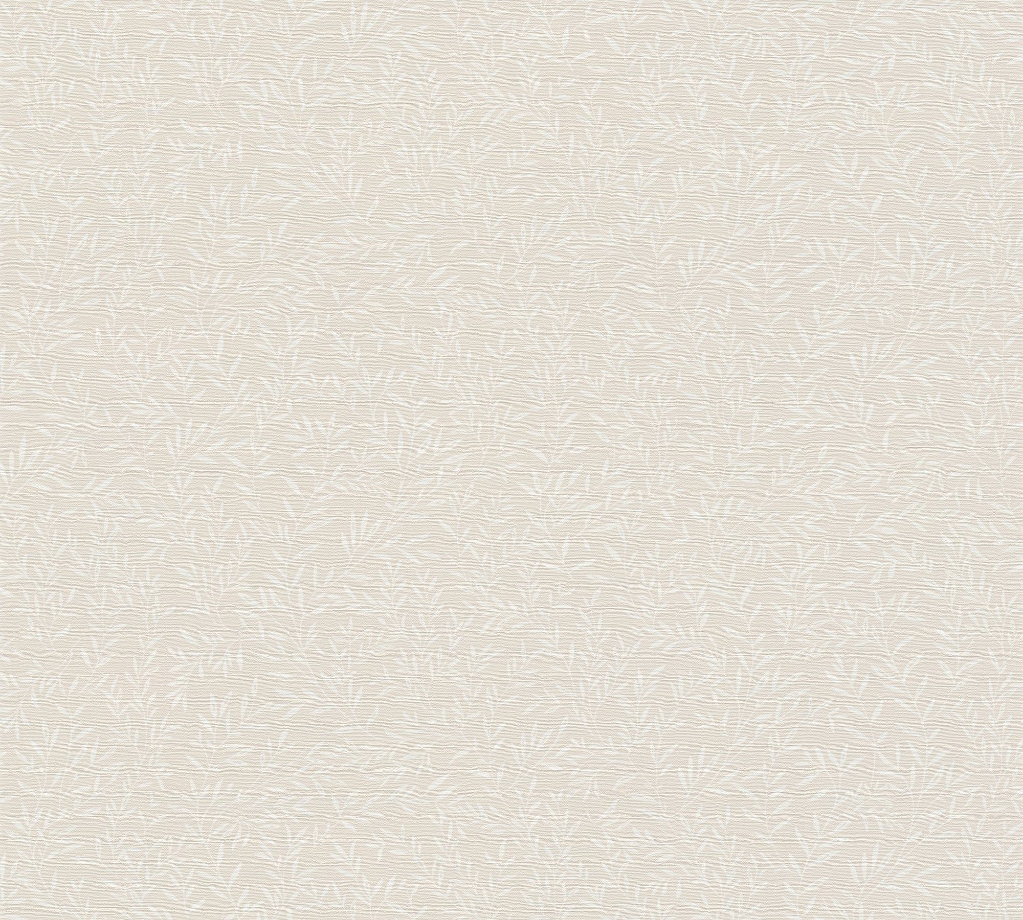 Vliestapete geprägt, St), Création Natur-Tapete Landhaustapete mit matt, (1 A.S. Beige,Weiß Floral, Blätterranke