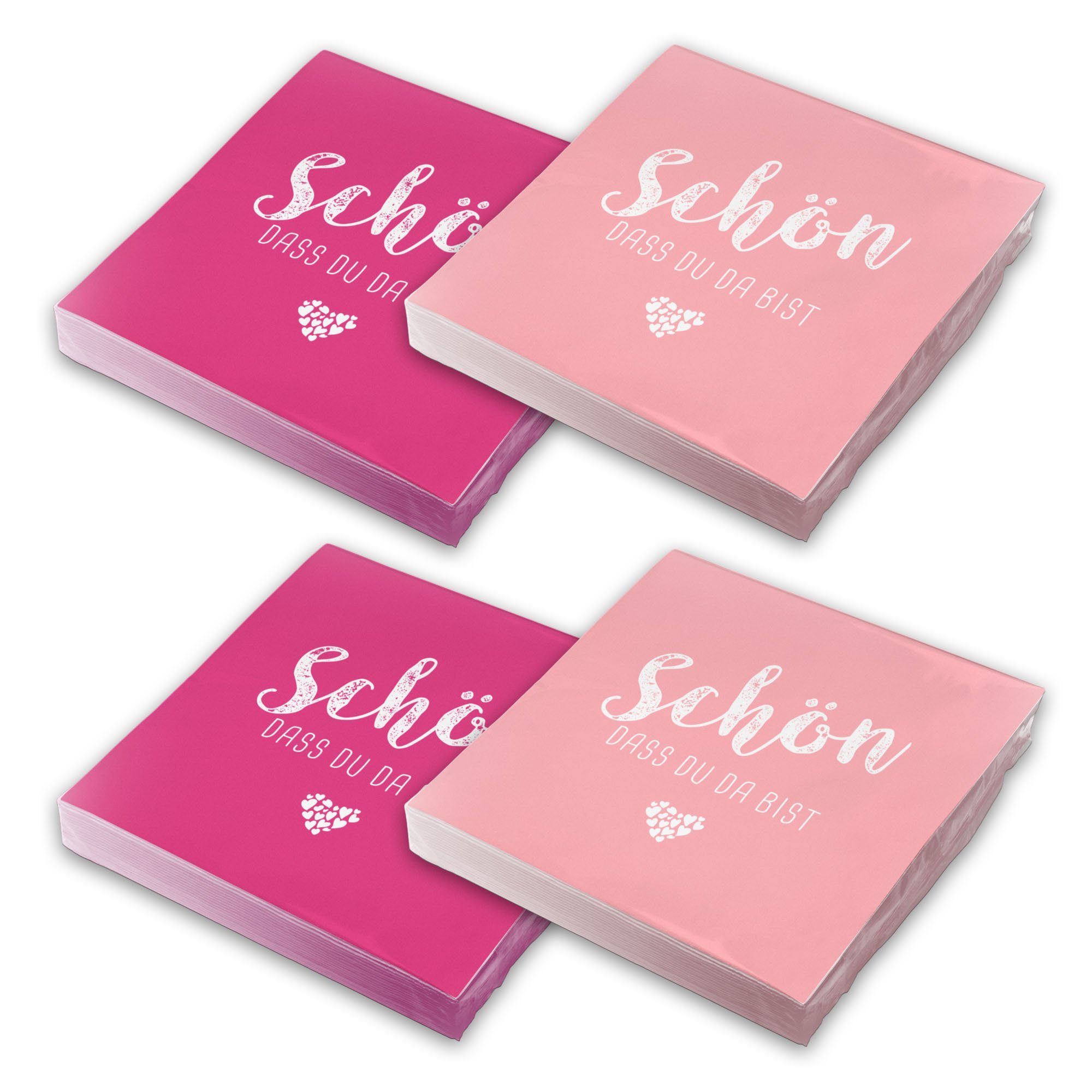 itenga Papierserviette itenga 80x Serviette Schön dass du da bist (40x pink - 40x rosa)