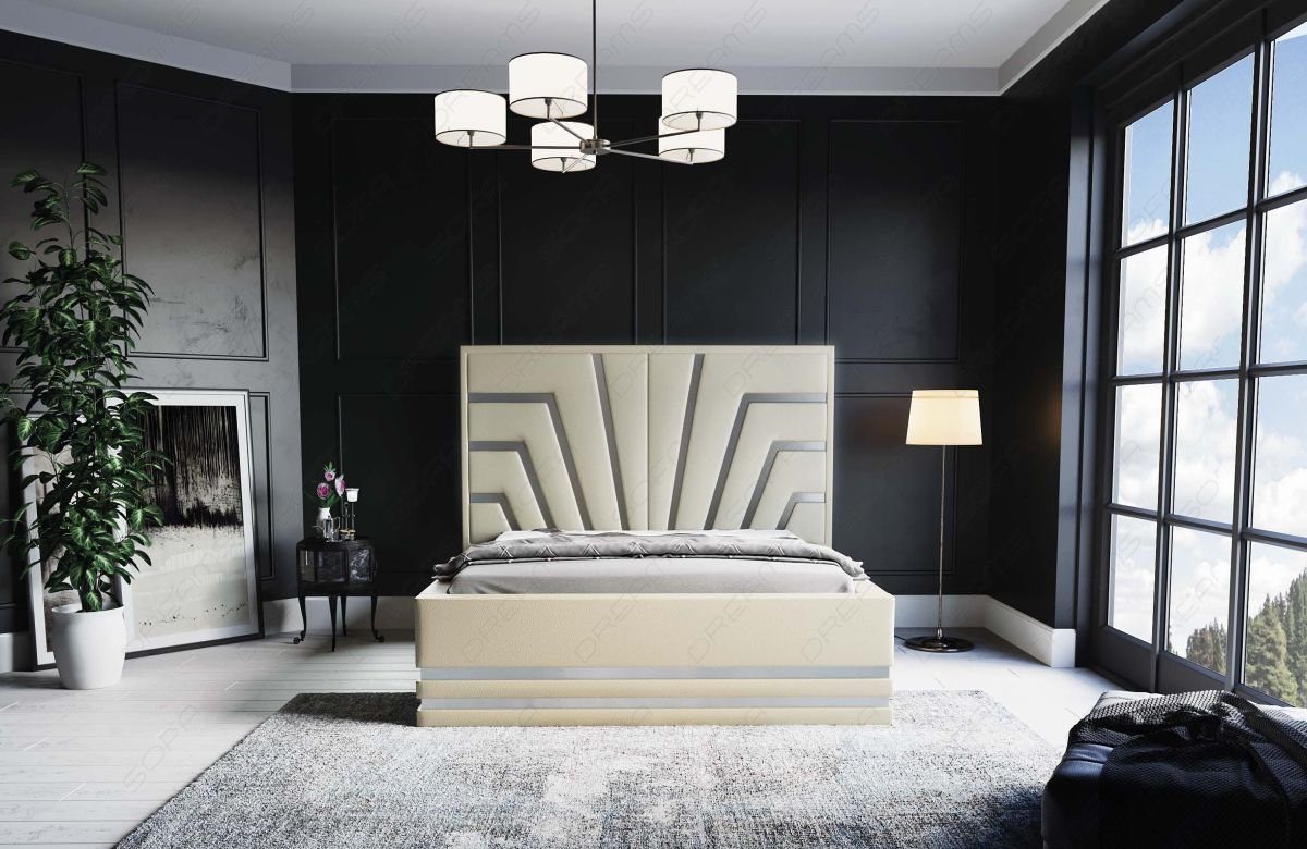 Hotelbett, beige Sofa inklusive Bett Komplettbett Cecina Boxspringbett Dreams Kunstleder Premium Topper 160x200