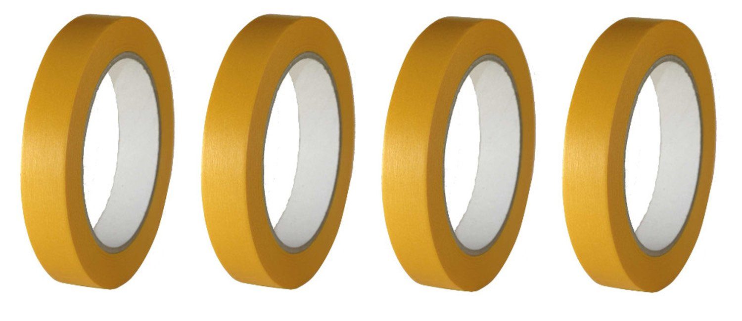 varivendo Kreppband 4 Rollen Maler Goldband 18mm x 50m (Rollen, 4-St., Maler Goldband) Kreppband Malerklebeband Malerkrepp