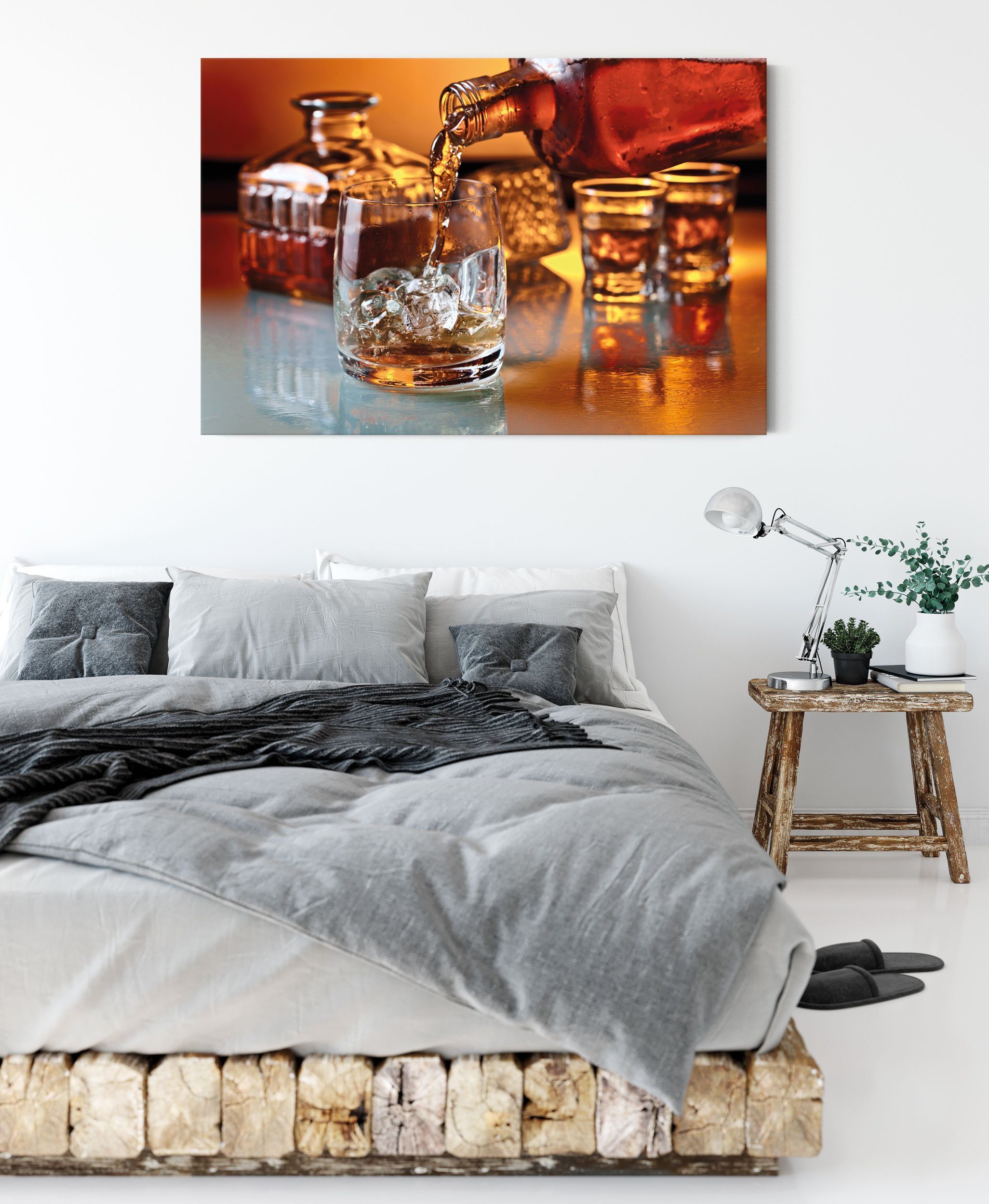 (1 inkl. Leinwandbild Edler bespannt, Leinwandbild St), fertig Zackenaufhänger Whiskey Pixxprint Whiskey, Edler