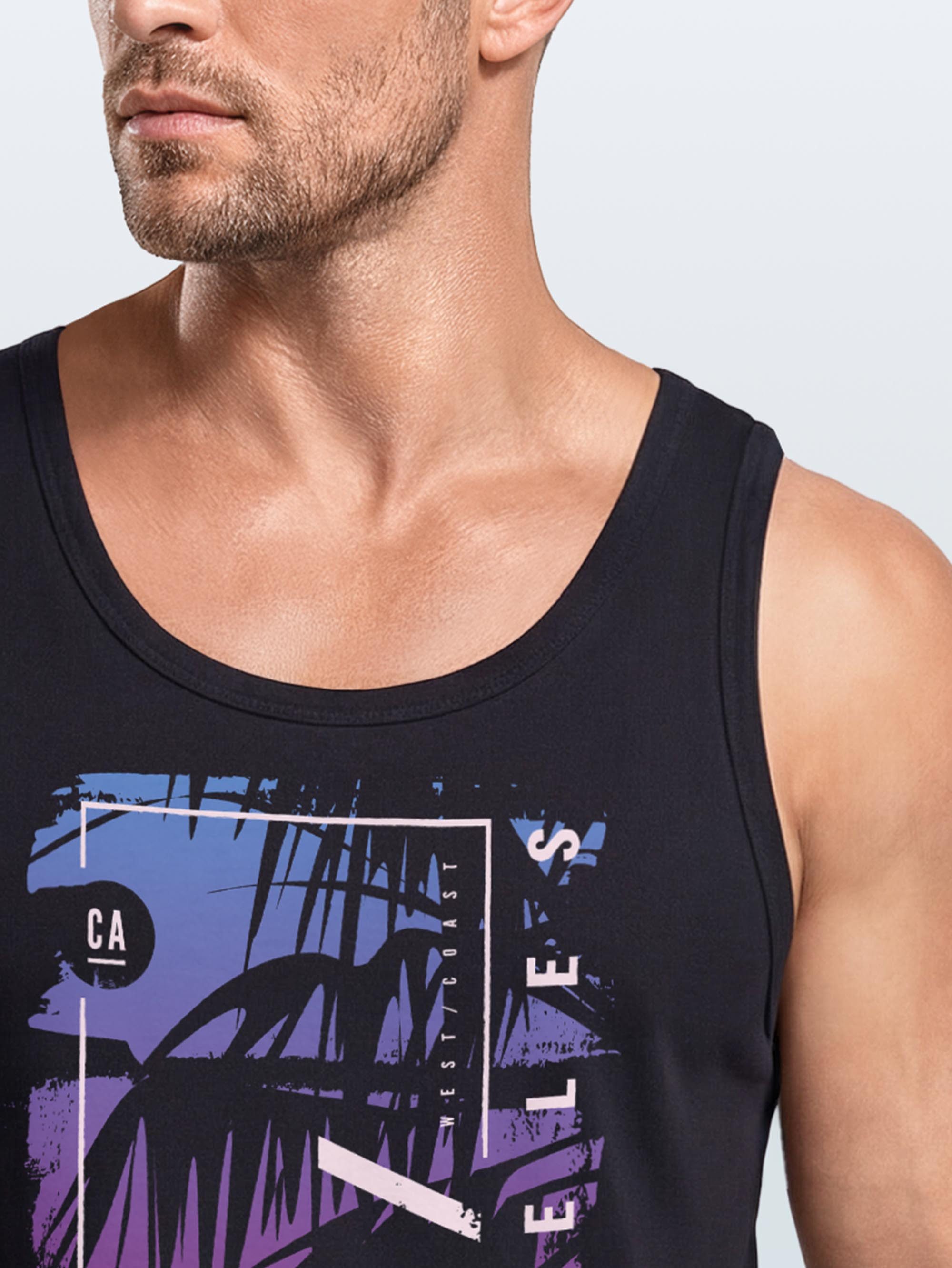 Neverless Tanktop Herren Tank-Top Los Angeles LA Ocean Side Sommer Palmen Aufdruck mit Print