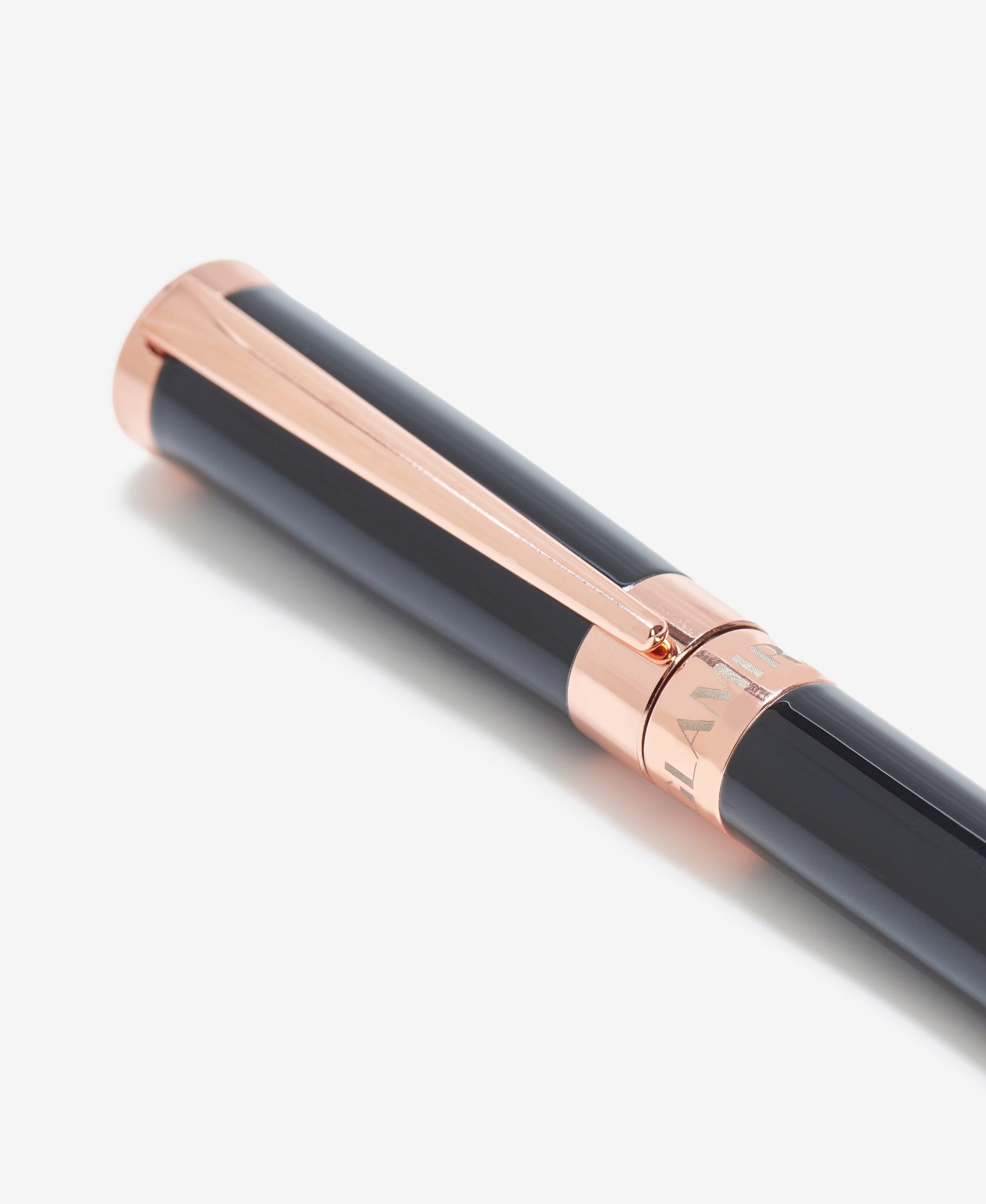GLAMIRA Kugelschreiber Metallkugelschreiber - Schwarz mit Roségold, (1-tlg), Drehmechanik, Clip aus Metall