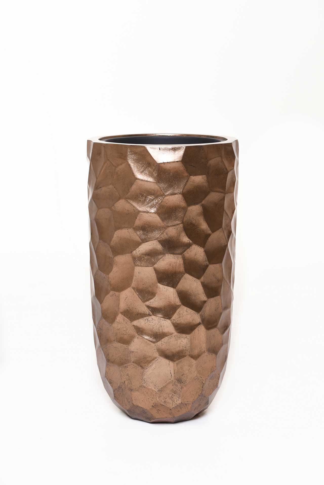 VIVANNO Bodenvase Fiberglas AMOLAR Säule - Satinbronze Mit Muster (1 St), 41x41x75 cm