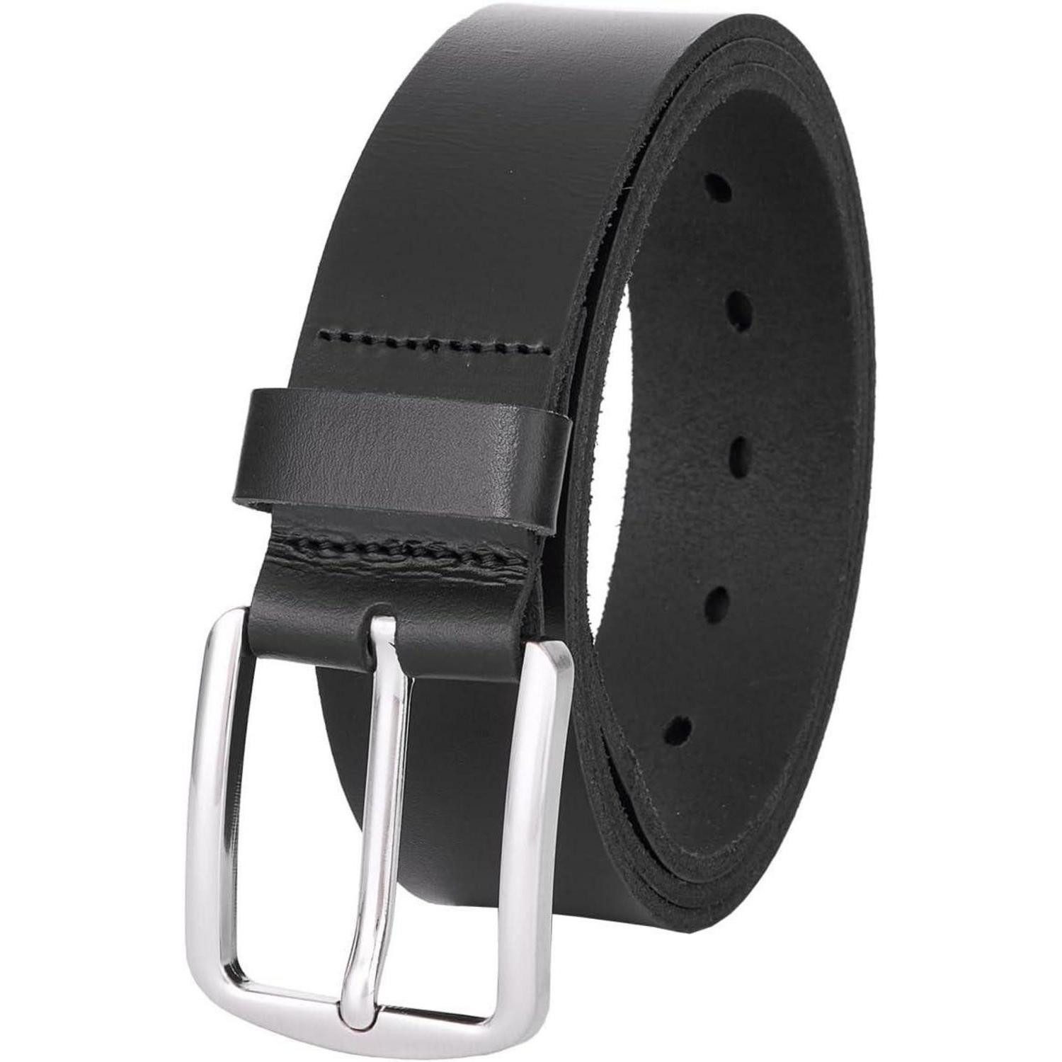 Ledergürtel Gürtel Herren Leder Jeans 3.8cm Schwarz-02 Taille 40W-43W=Länge 125cm