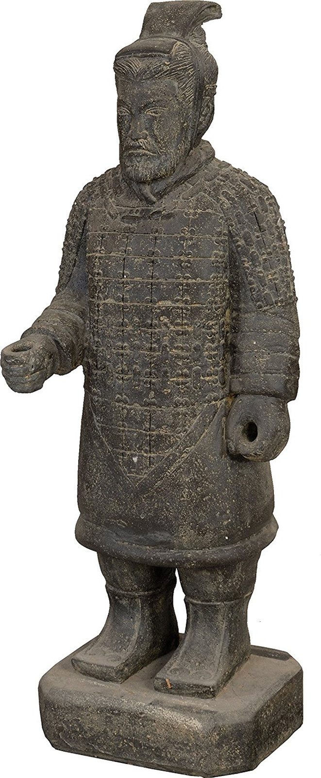 Krines Home Dekofigur Gartenfigur Chinesischer Soldat stehend 100 cm Steinguss/Steinfigur, Krieger Terracotta Armee Statue für Haus und Garten