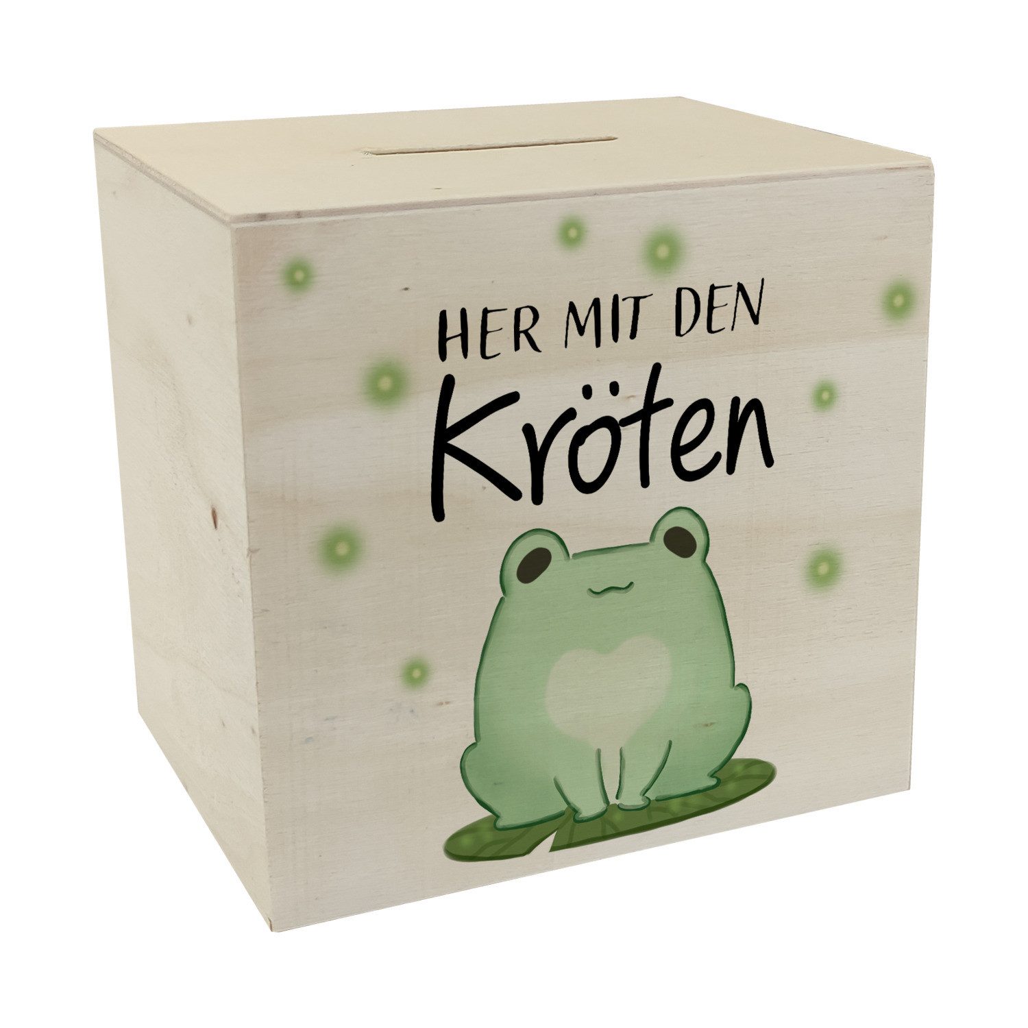 Spardose Frosch Spardose aus Holz mit Spruch Her mit den Kröten